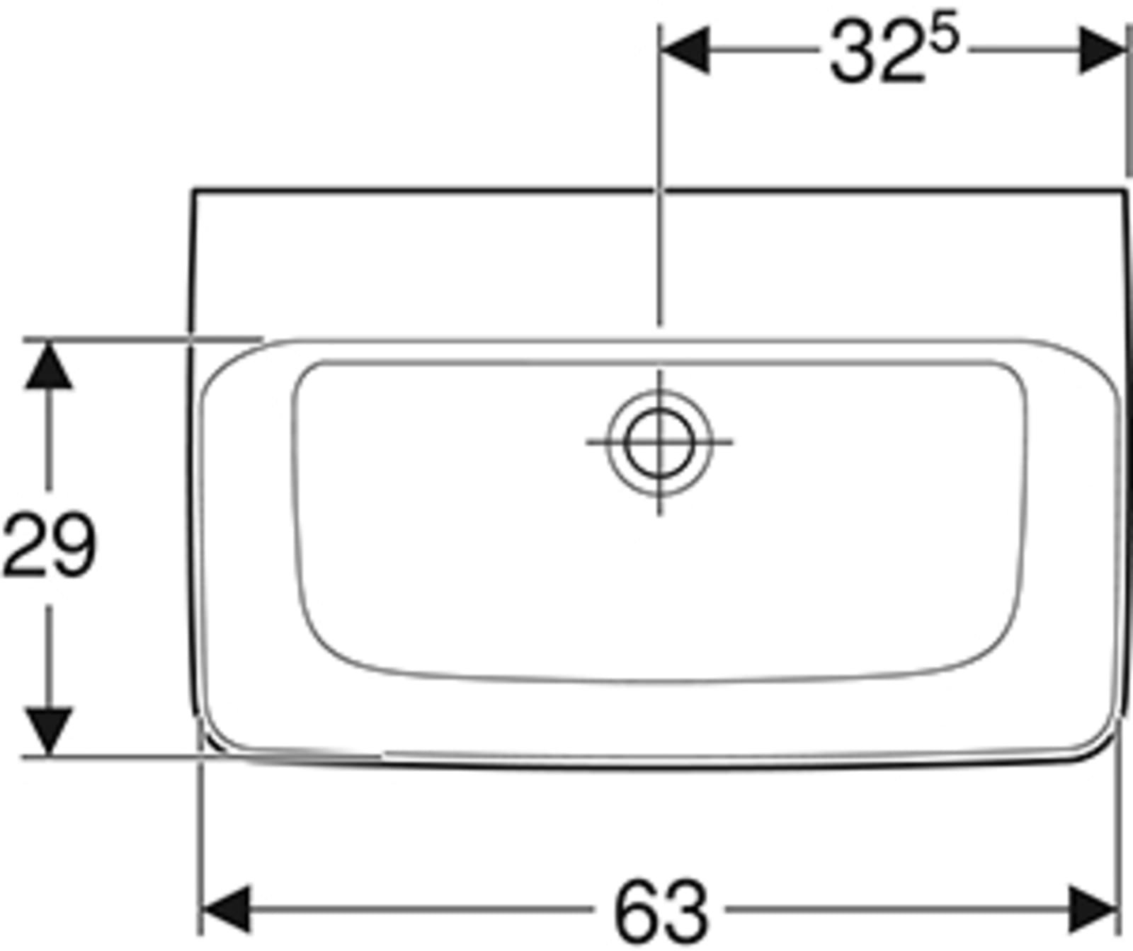 Geberit Renova Compact wastafel 65cm zonder kraangat en zonder overloop, KeraTect/wit