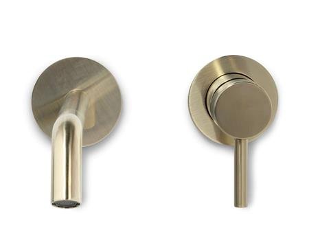 Blue Label Brondby wastafelkraan wand 18cm cold start incl. inbouwdeel, geborsteld goud