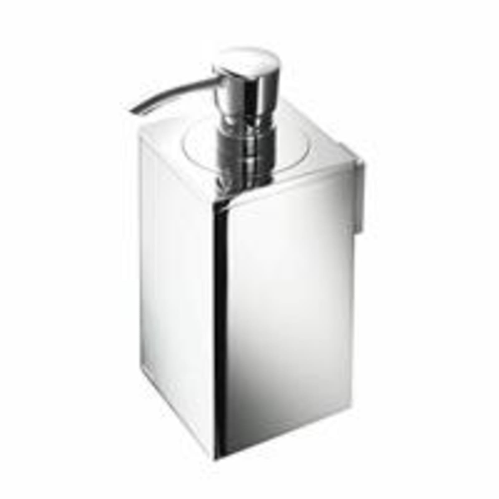 Geesa Modern art enkele hoekig zeepdispenser, kunststof flacon, rvs houder, hxbxd 163x70x90mm, glanzend chroom