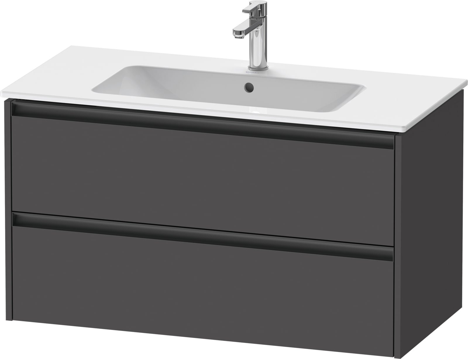 Duravit Ketho.2 Wastafelonderbouw hangend, Grafiet Mat, rechthoekig, aantal kleine lades: 2 – K25264049490000