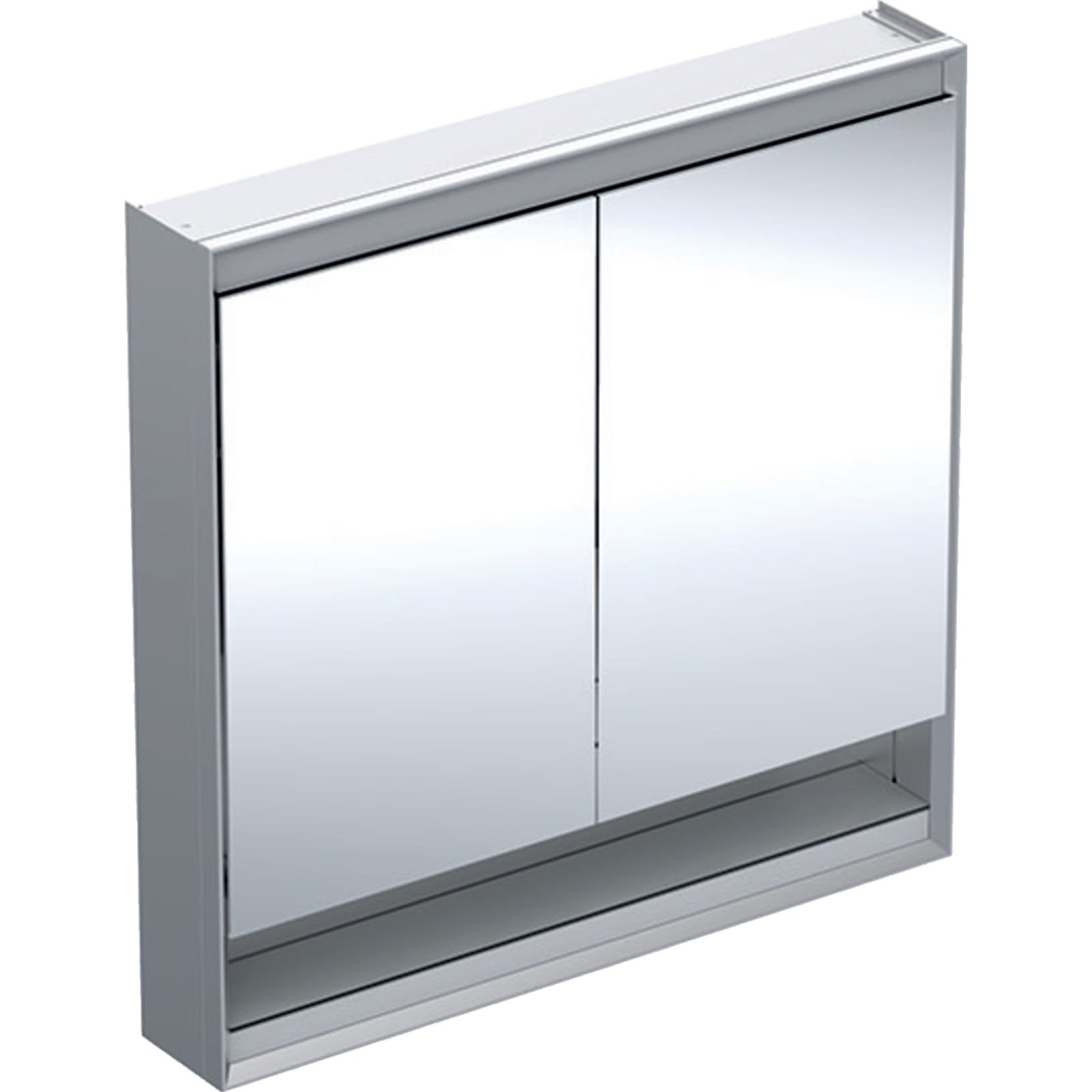 Geberit ONE opbouw spiegelkast met nis met twee deuren 90x90cm ComfortLight aluminium