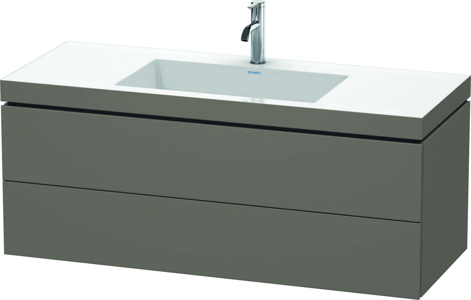 Duravit L-Cube, Wastafelblad met meubel, 2x lade, 1200 x 500mm, flanelgrijs