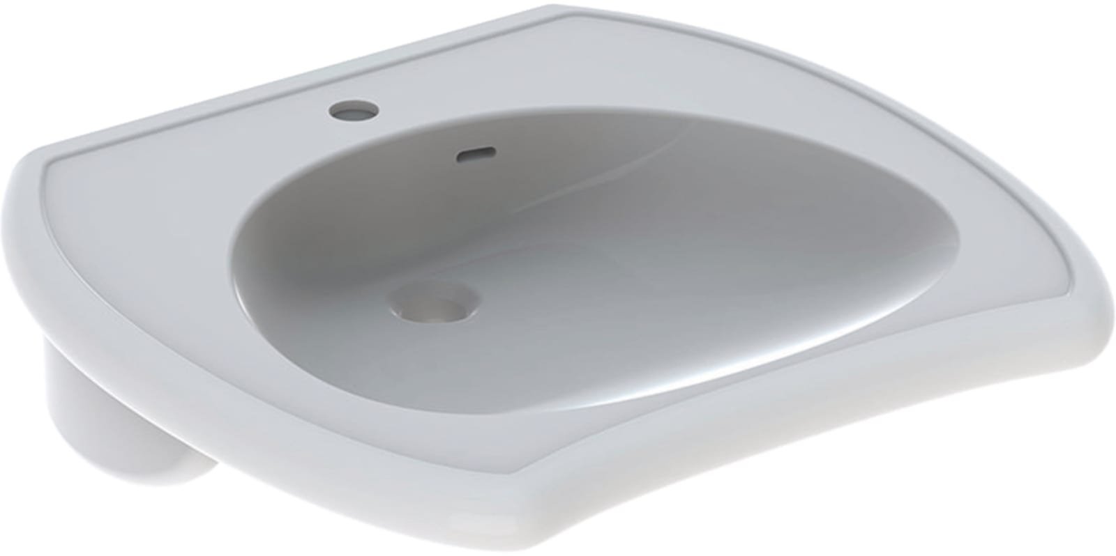 Geberit 300 Comfort Vitalis enkele wastafel, 1 kraangat per wastafel, uittikbaar, overloop, hxbxd 150x650x600mm, wit