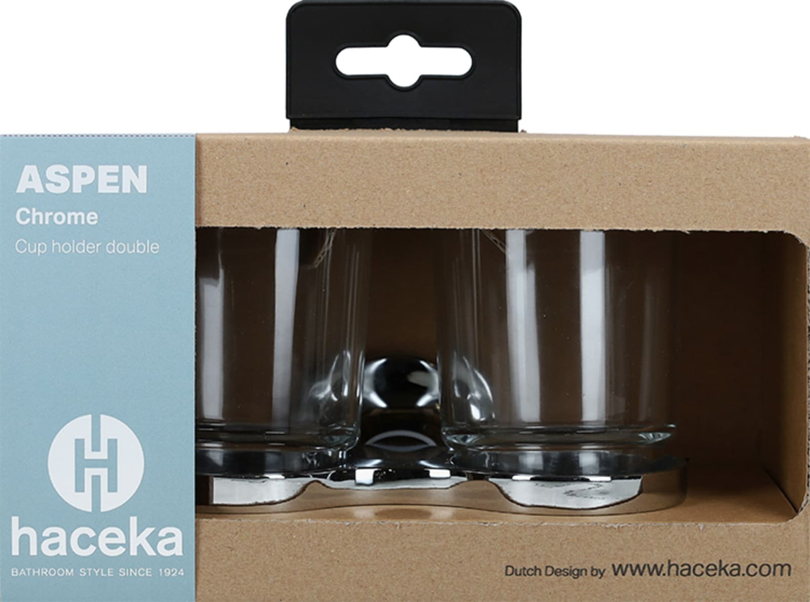 Haceka Aspen dubbele bekerhouder glas chroom