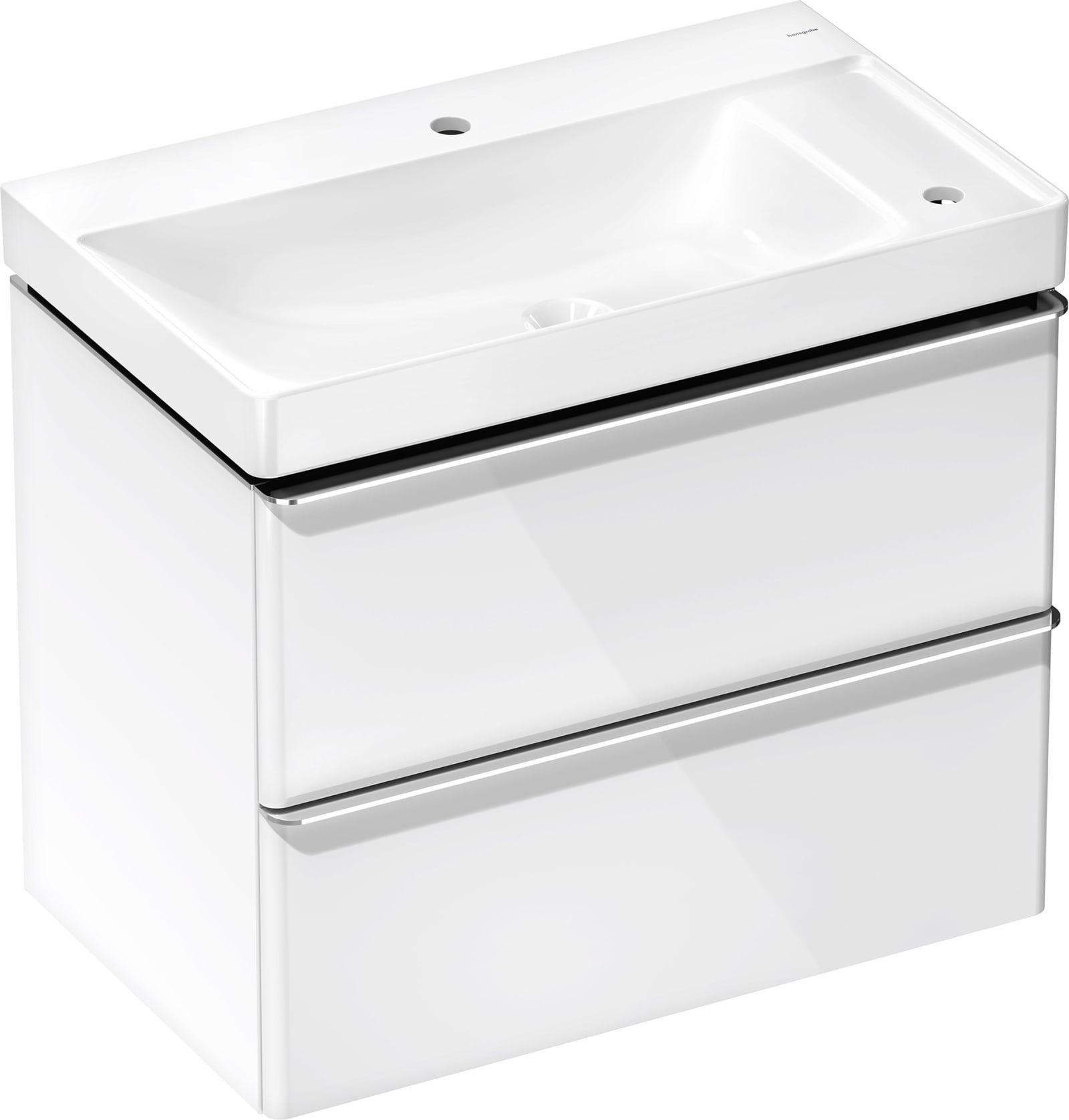 Hansgrohe Xelu Q SET meubel + wastafel 780x475 HansgroheW 2 lades, planchet rechts, grepen chr