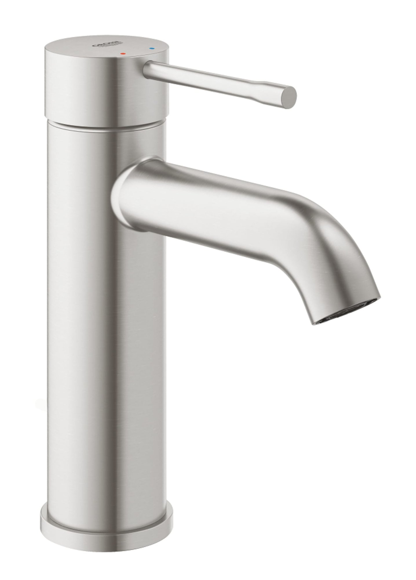 Grohe Essence New Wastafelmengkraan S-size, eengreeps, 1-gats, 174mm hoogte, glad, 116mm uitloop, vast, supersteel (1200540235)