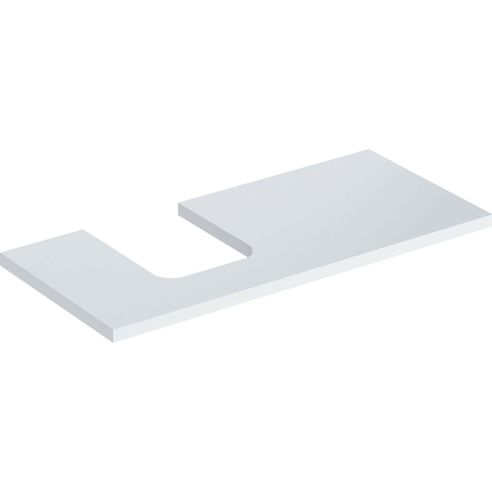Geberit ONE wastafelblad voor opzetwastafel thin rim links 105cm wit hoogglans
