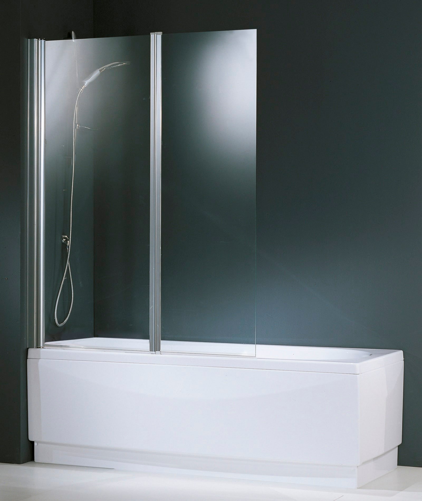 Novellini Aurora 2, Badwand, met vast 6mm paneel, spatscherm, 1500 x 1200mm (HxB), profiel mat chroom, 5mm glas helder