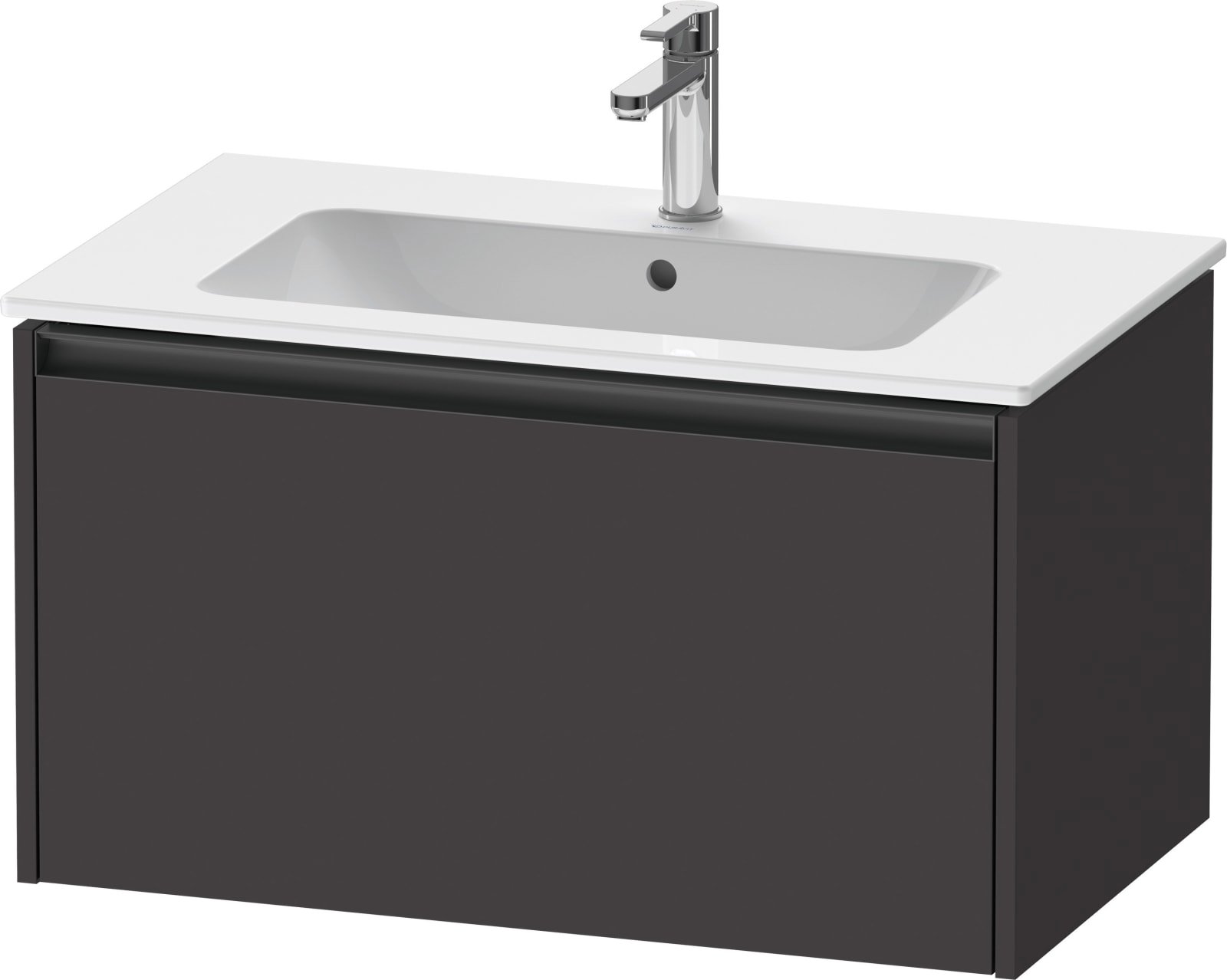 Duravit Ketho.2 Wastafelonderbouw hangend, Grafiet Supermat, rechthoekig, aantal grote lades: 1 – K25063080800000