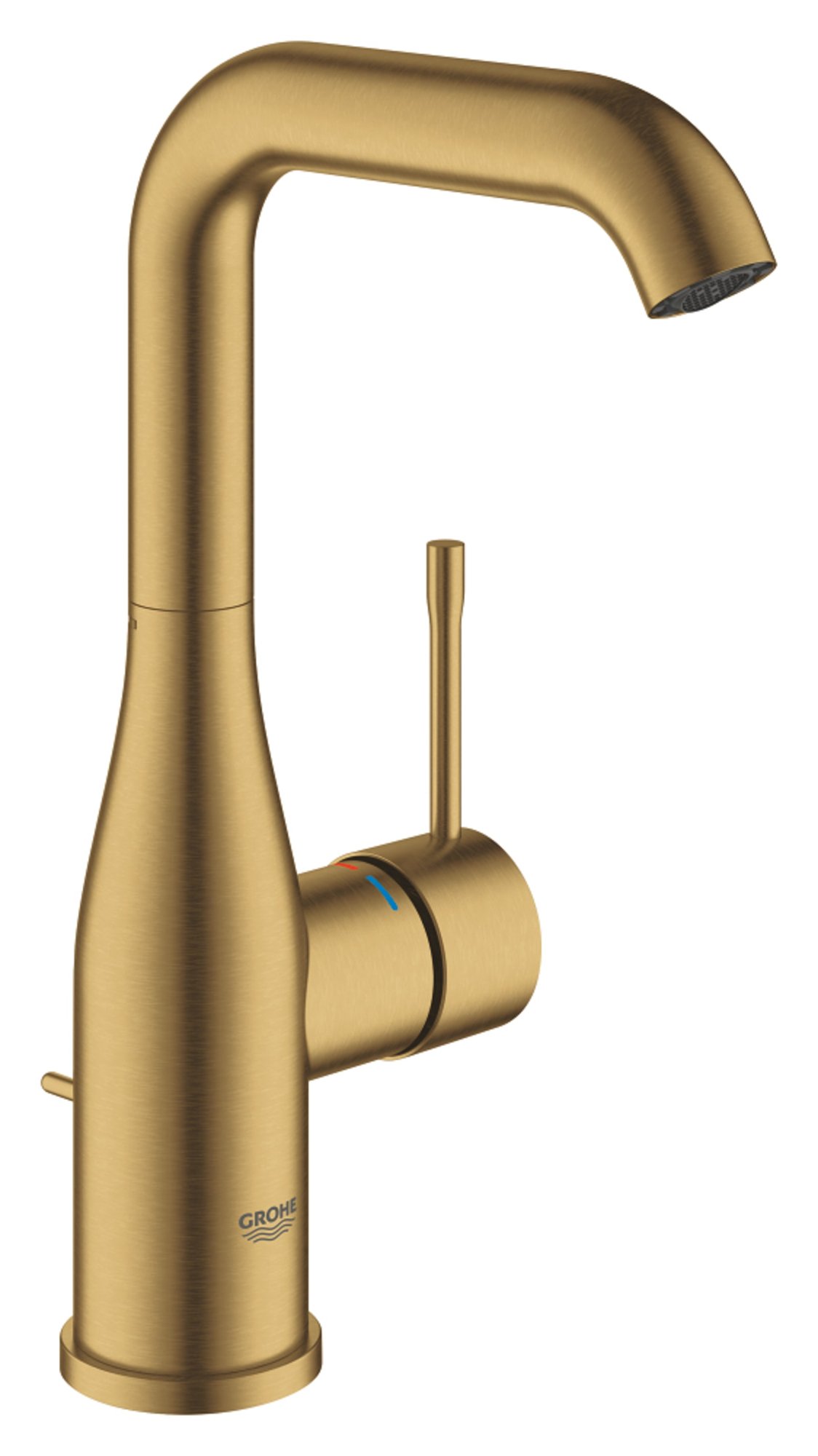 Grohe Essence New Wastafelmengkraan L-size, trekwaste, eengreeps, 1-gats, 244mm hoogte, 127mm uitloop, draaibaar, cool sunrise