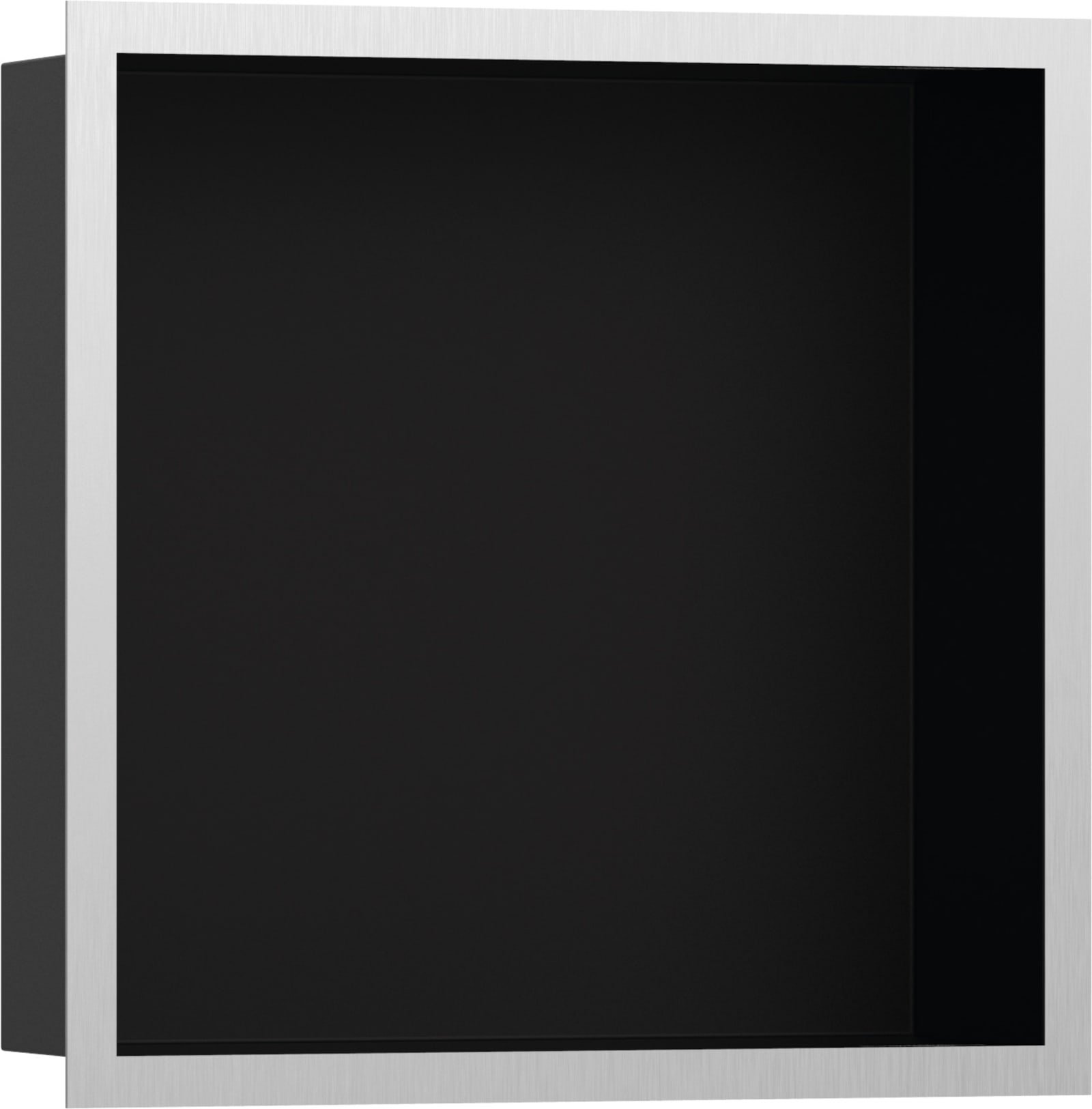 Hansgrohe XtraStoris Individual wandbox zwart met designframe 300/300/100 Brushed Stainless Steel