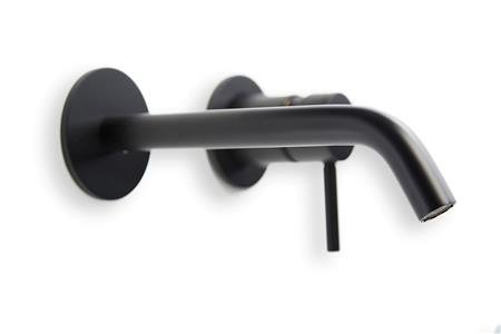 Blue Label Brondby wastafelkraan wand 18cm cold start incl. inbouwdeel, mat zwart thumbnail 2