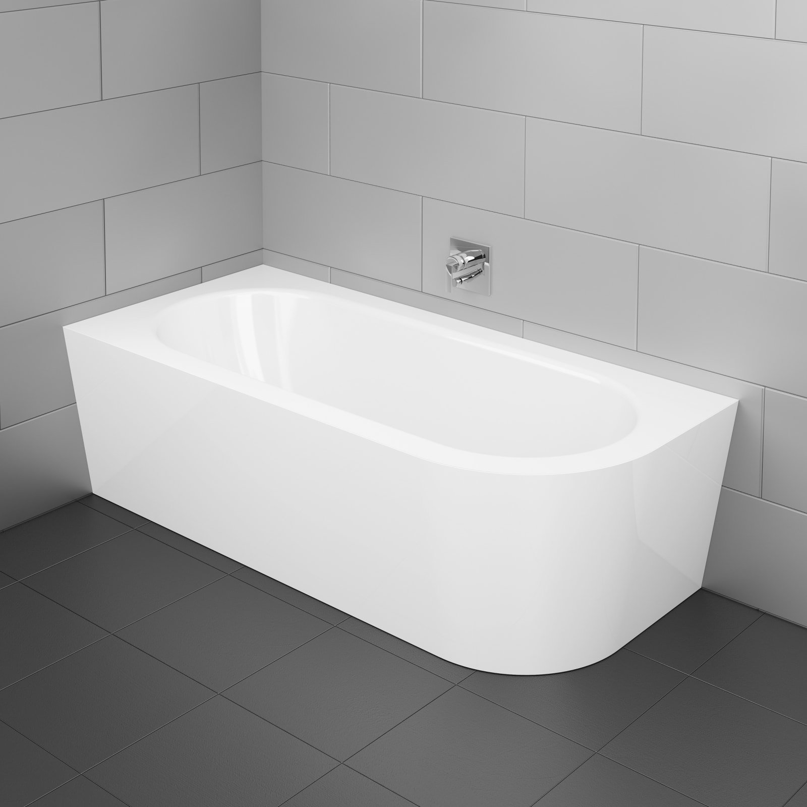 Bette BetteStarletIV Silhouette, Ligbad, assymetrisch, hoek, links, 1750 x 800 x 420mm (LxBxH), wit