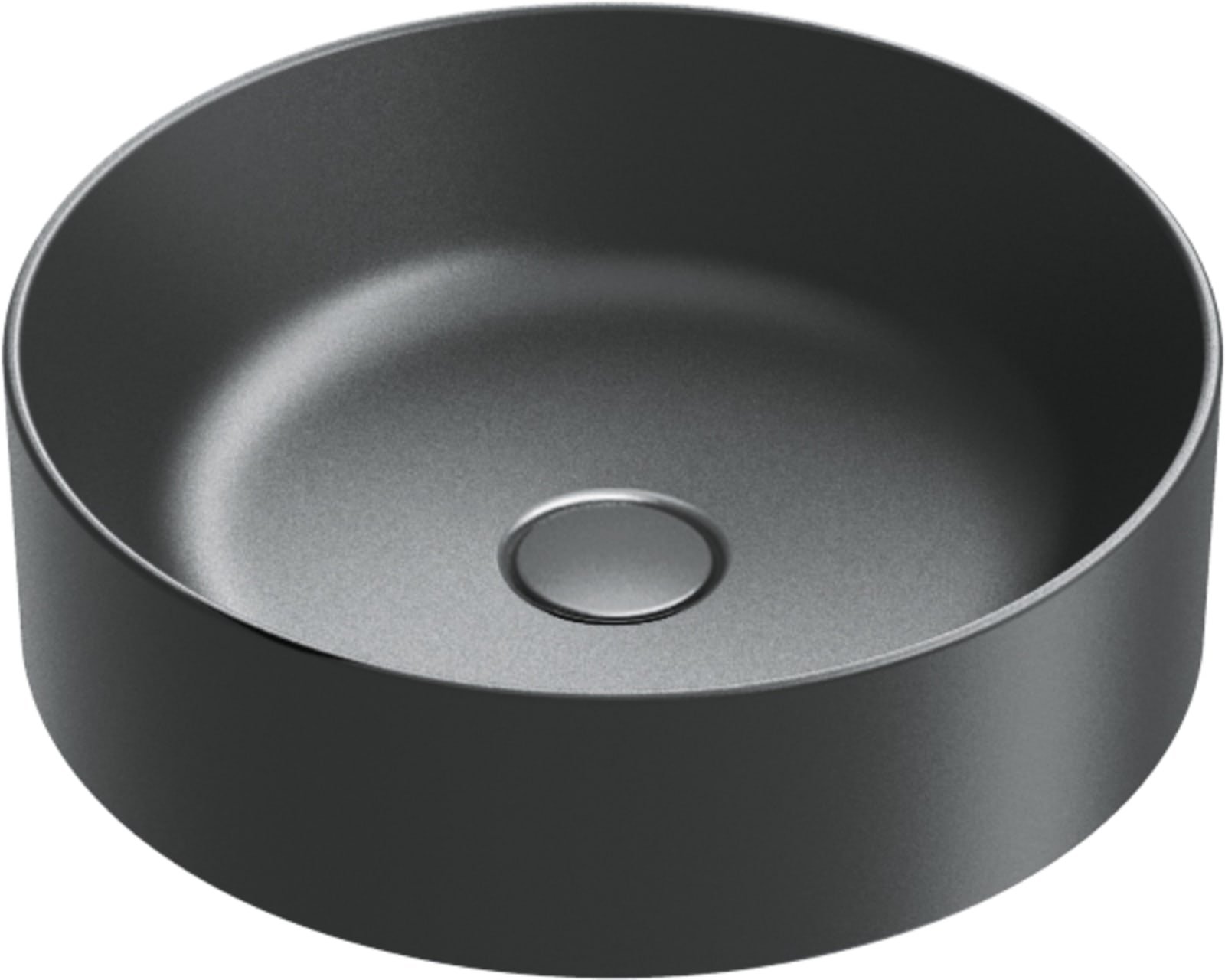 Catalano Zero rond waskom, antibacterieel, zonder overloop. 45 cm dia er, h13 cm. Mat zwart