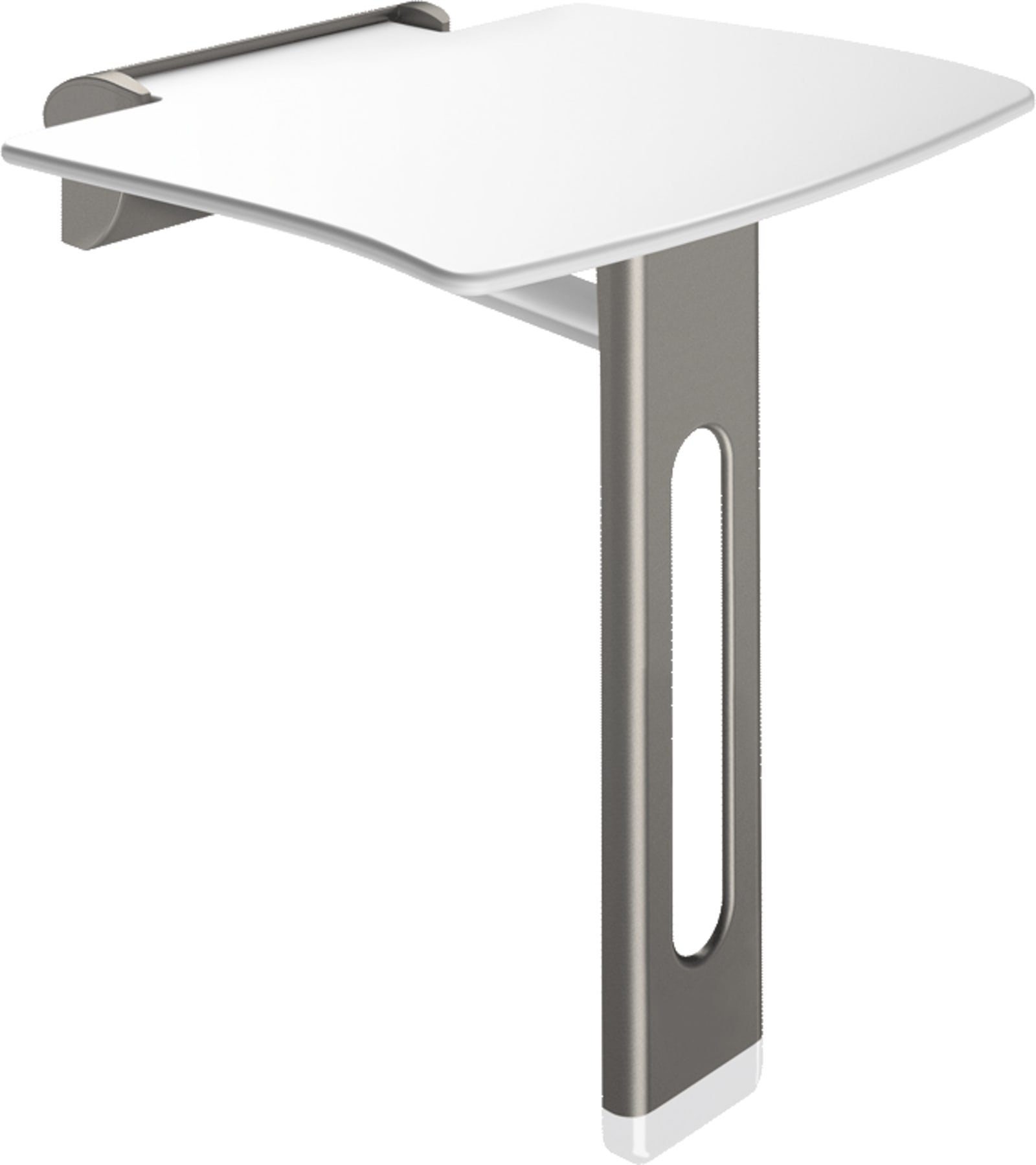 Delabie, Douchezitje met voet, Be-Line, afneembaar, wand, 480 X 443 X 450mm (HxDxB), antraciet grijs (incl. Ø8x70mm RVC schroeven)