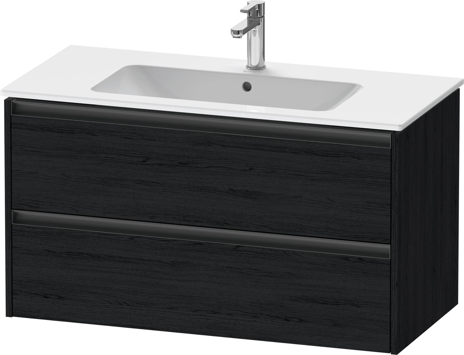 Duravit Ketho.2 Wastafelonderbouw hangend, Eiken zwart Mat, rechthoekig, aantal kleine lades: 2 – K25264016160000