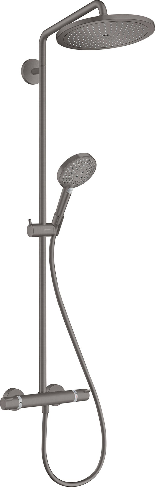 Hansgrohe Croma Select S280 showerpipe met handdouche raindance S120 geborsteld zwart