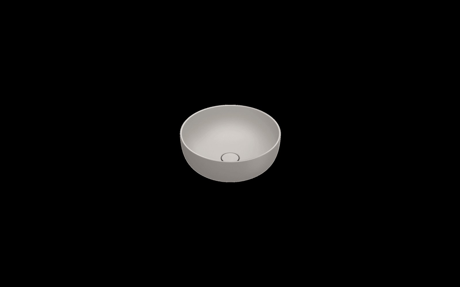 Catalano Sfera rond waskom, antibacterieel, zonder overloop. 42 cm dia er, h16 cm. Mat cement