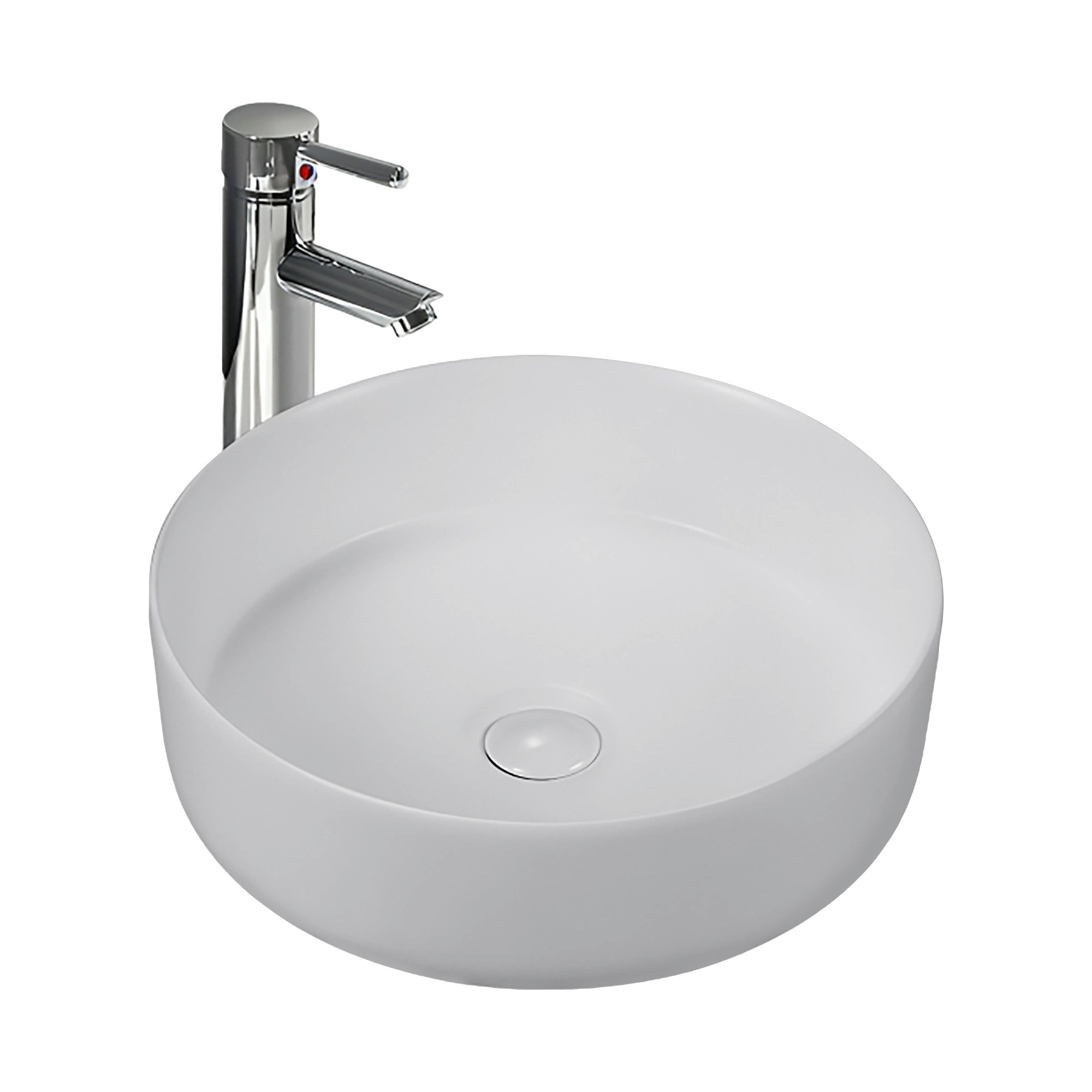 ALONI FIRA WASKOM - OPBOUW - ZONDER OVERLOOP - ZONDER KRAANGAT - MET CLICK WASTE - KERAMIEK - 36X12,5X36 CM - MAT WIT