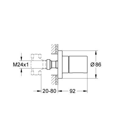Grohe 3000C stopkraan opbouwdeel chroom
