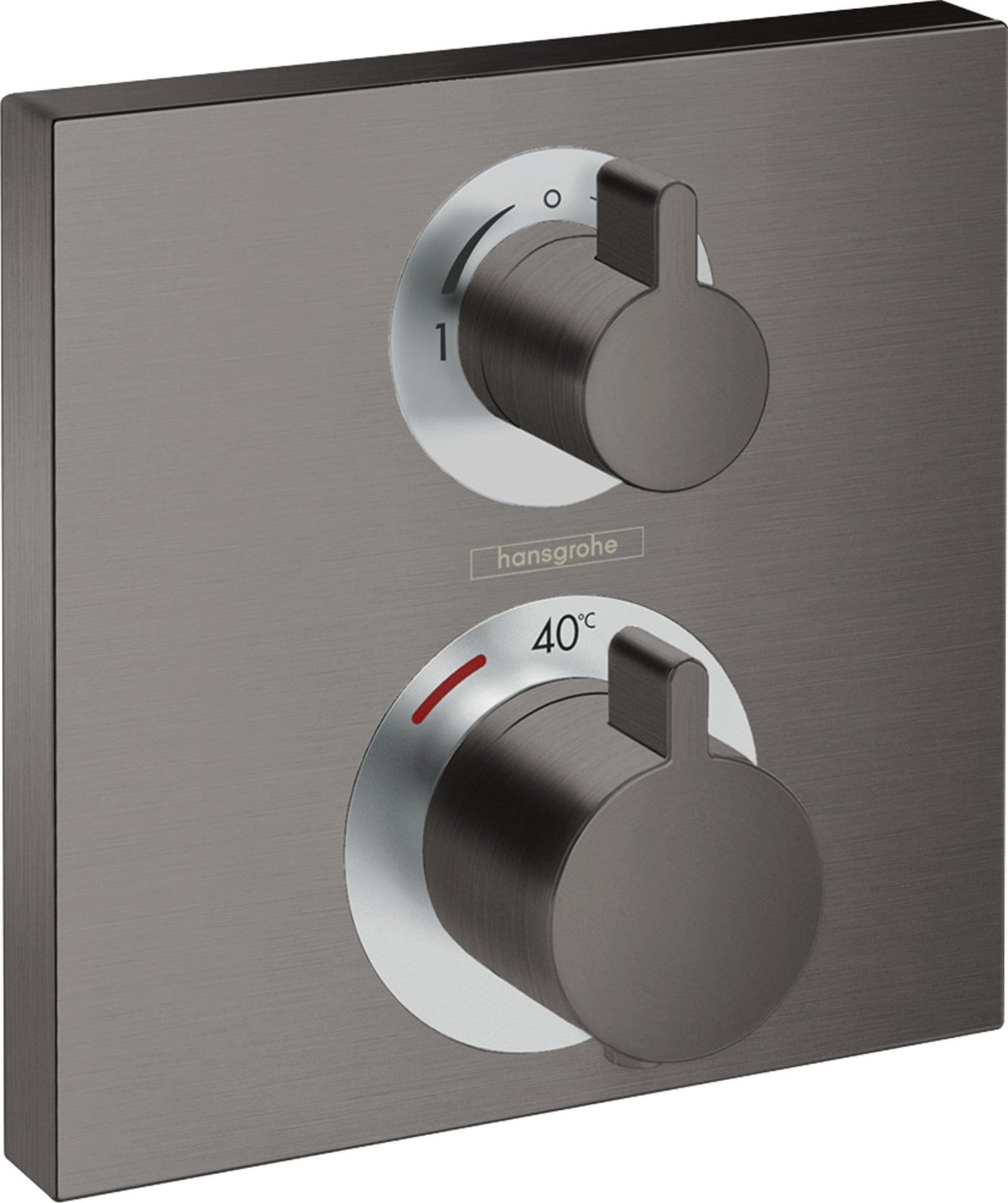Hansgrohe, Douchethermostaat afbouwdeel, Ecostat E en S, 2 functies, vierkant, geborsteld zwart chroom