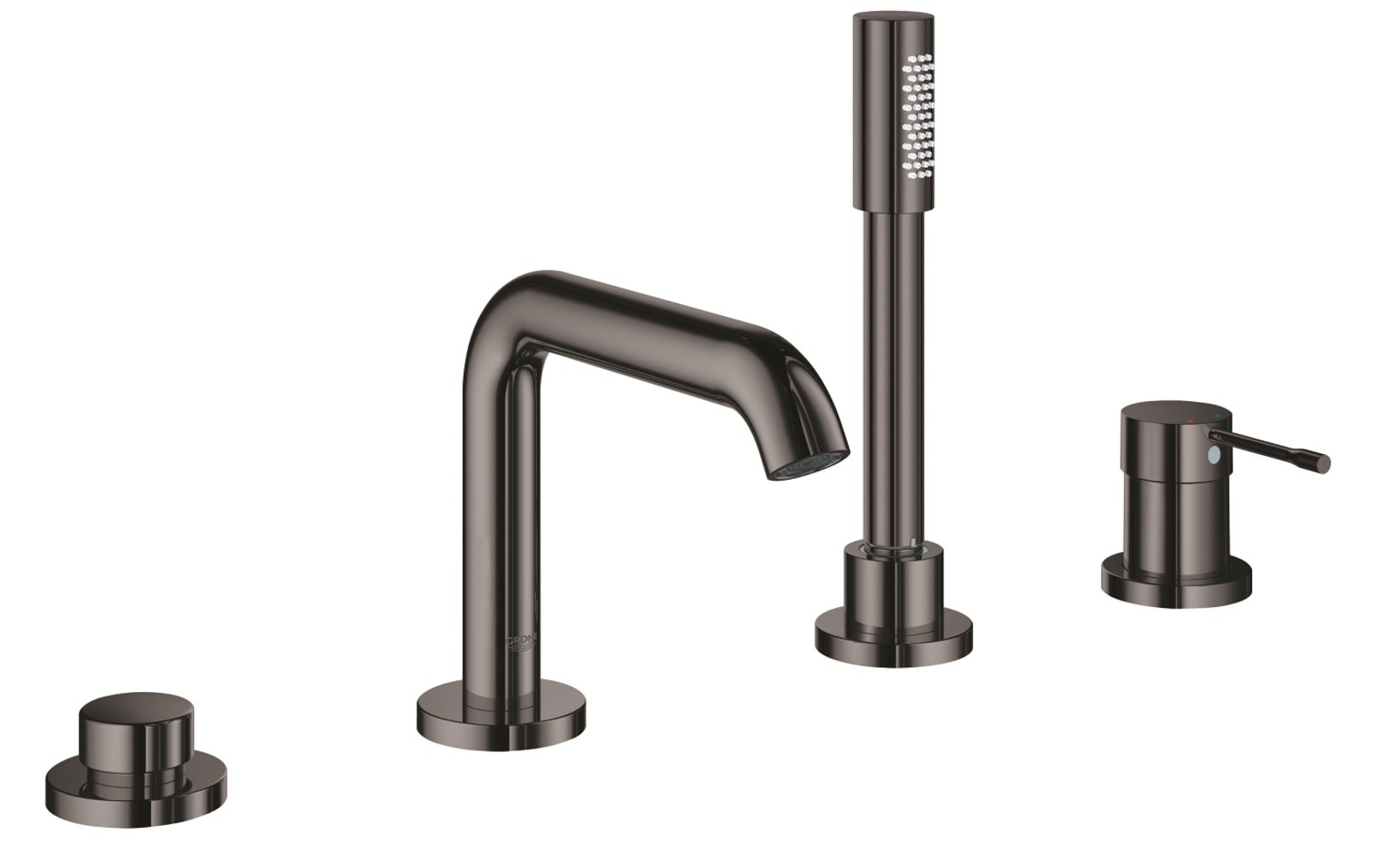 Grohe Essence New, Badrandcombinatie inbouw + afbouw, eengreeps, 4-gats, met omstelinrichting, 197mm uitloop, hard graphite