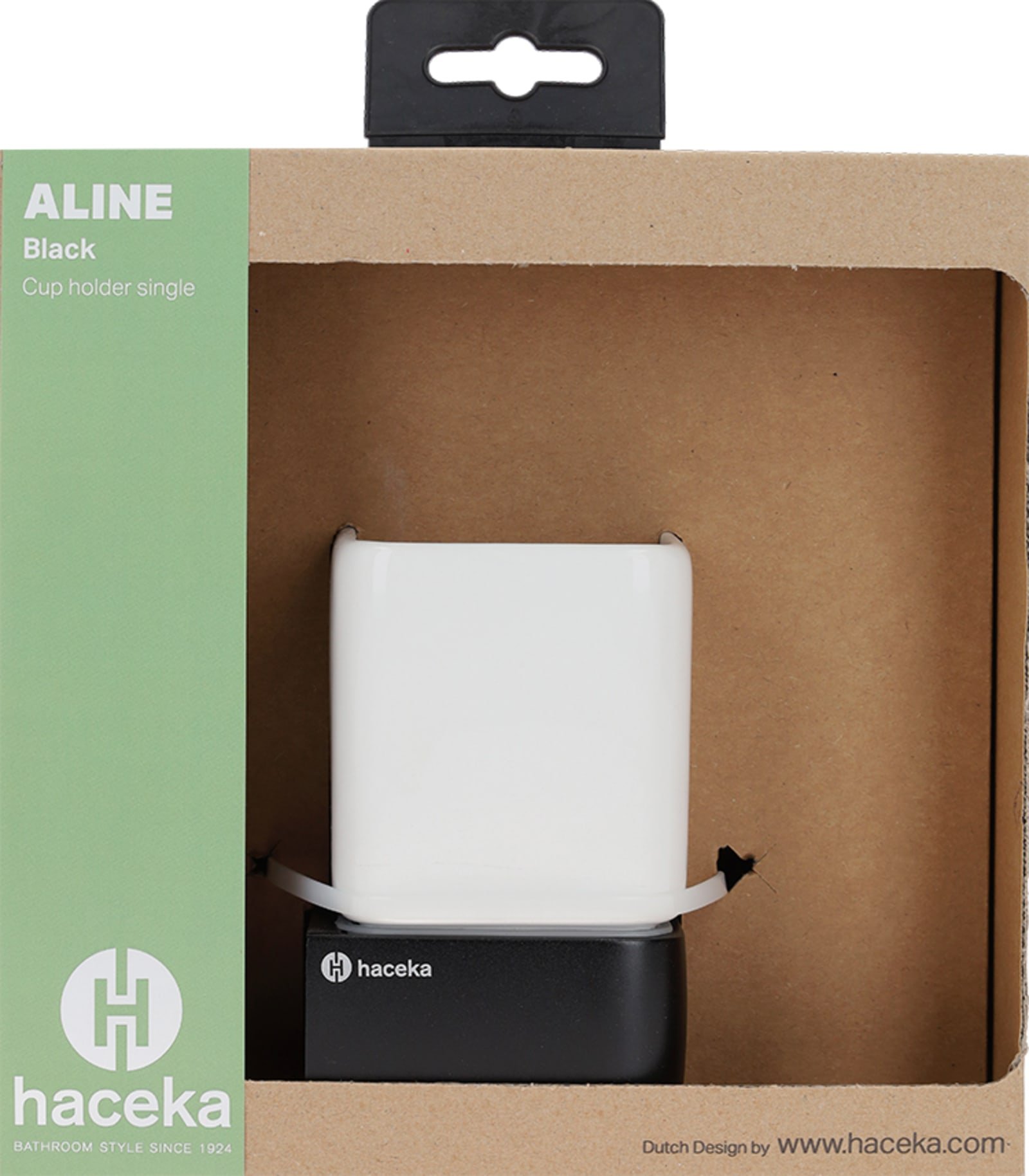 Haceka Aline enkele bekerhouder zwart aluminium keramiek