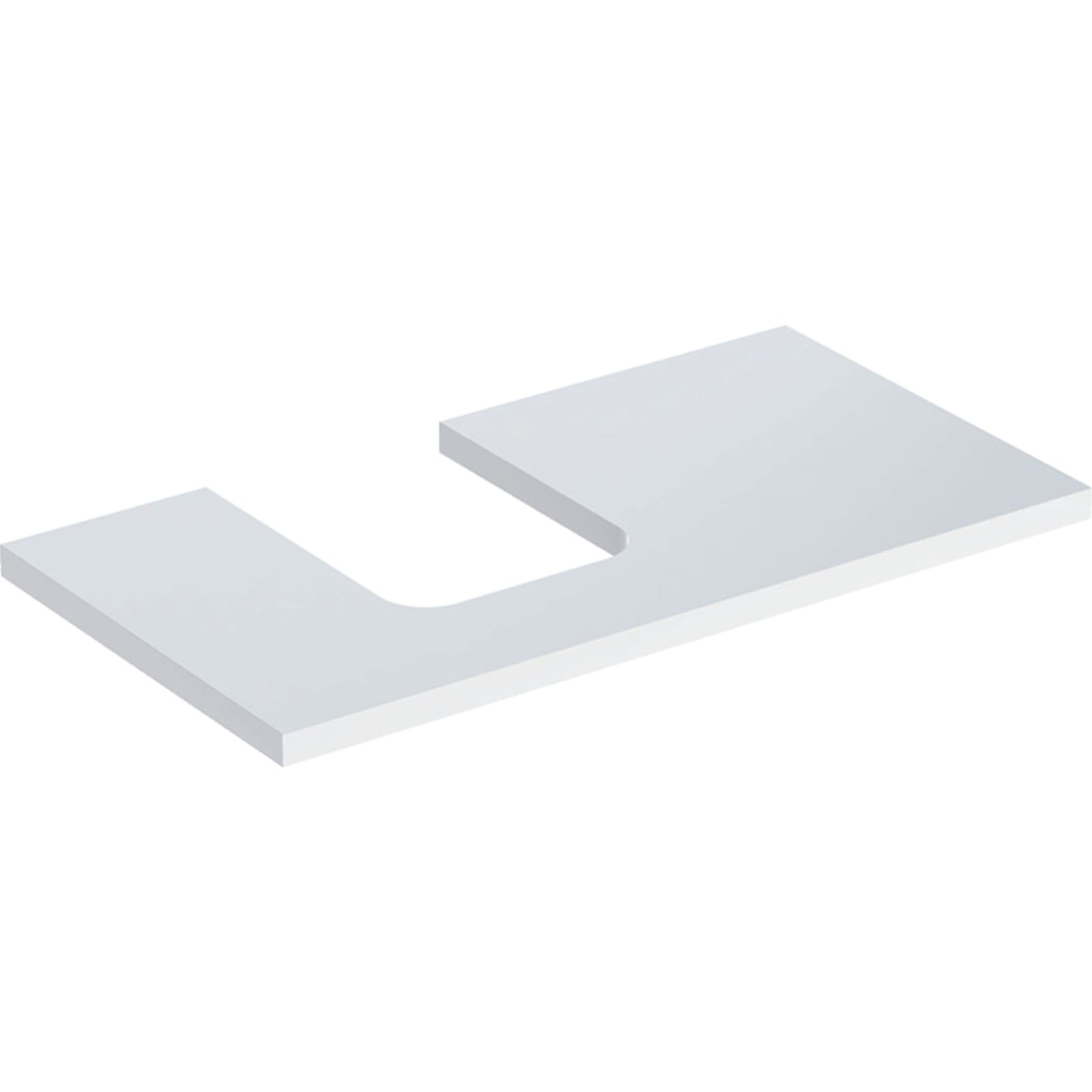Geberit ONE wastafelblad voor opzetwastafel thin rim links 90cm wit hoogglans