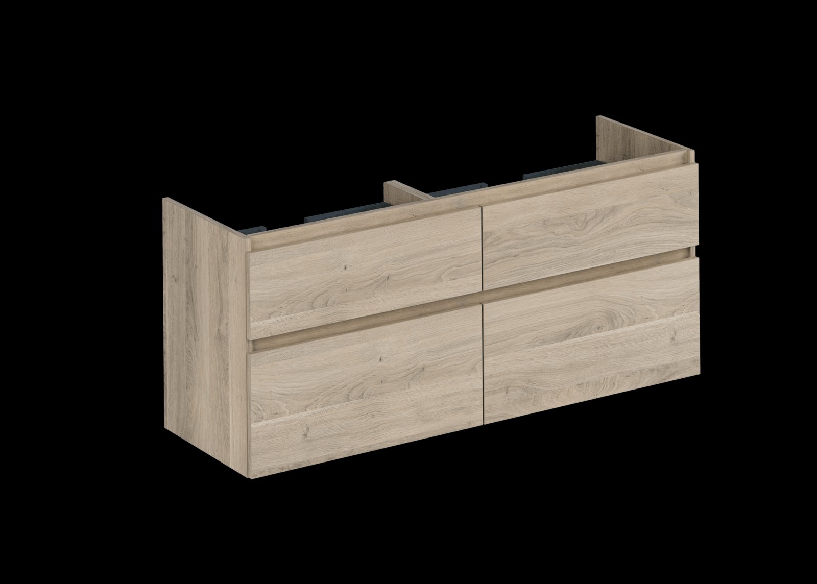 Blue Label Mette onderkast 4x lade, greeploos, 4x greeplijst in kleur meubel, 2x uitsparing 140cm urban oak 60x140x44,5 (hxbxd)