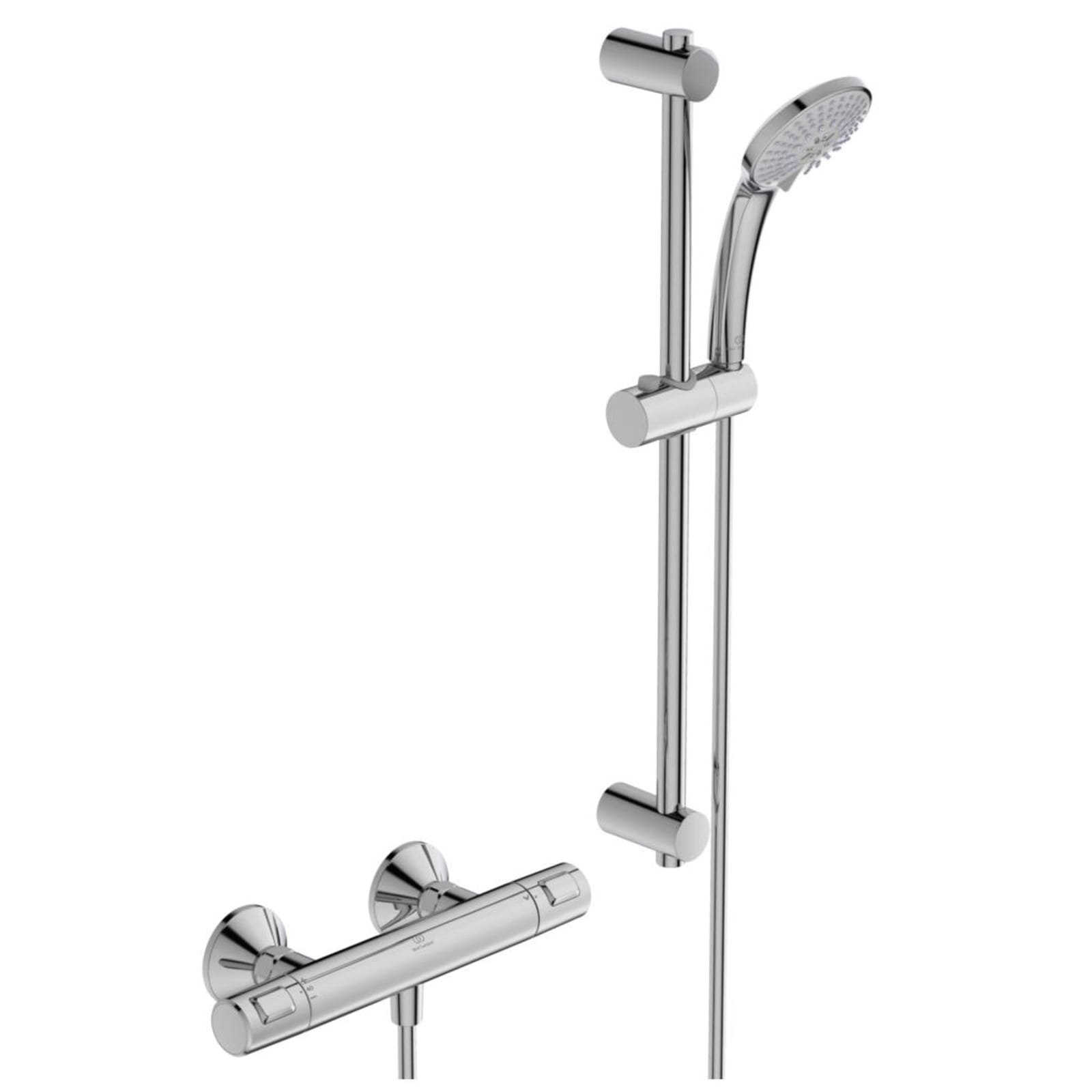 Ideal Standard Ceratherm T25 douchetherm met IdealRain 100mm handdouche, doucheslang 1250, glijstang 600mm, chroom thumbnail 2