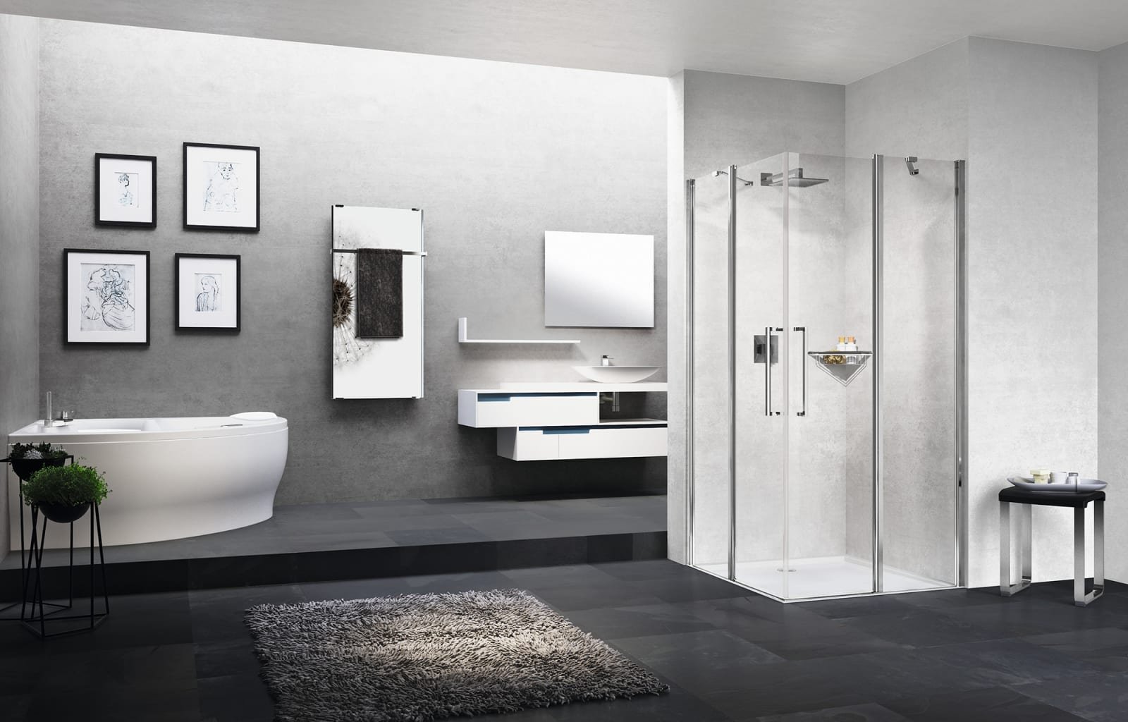 Novellini YOUNG A 81 HOEKINSTAP 81-83CM HELDER GLAS CHROOM