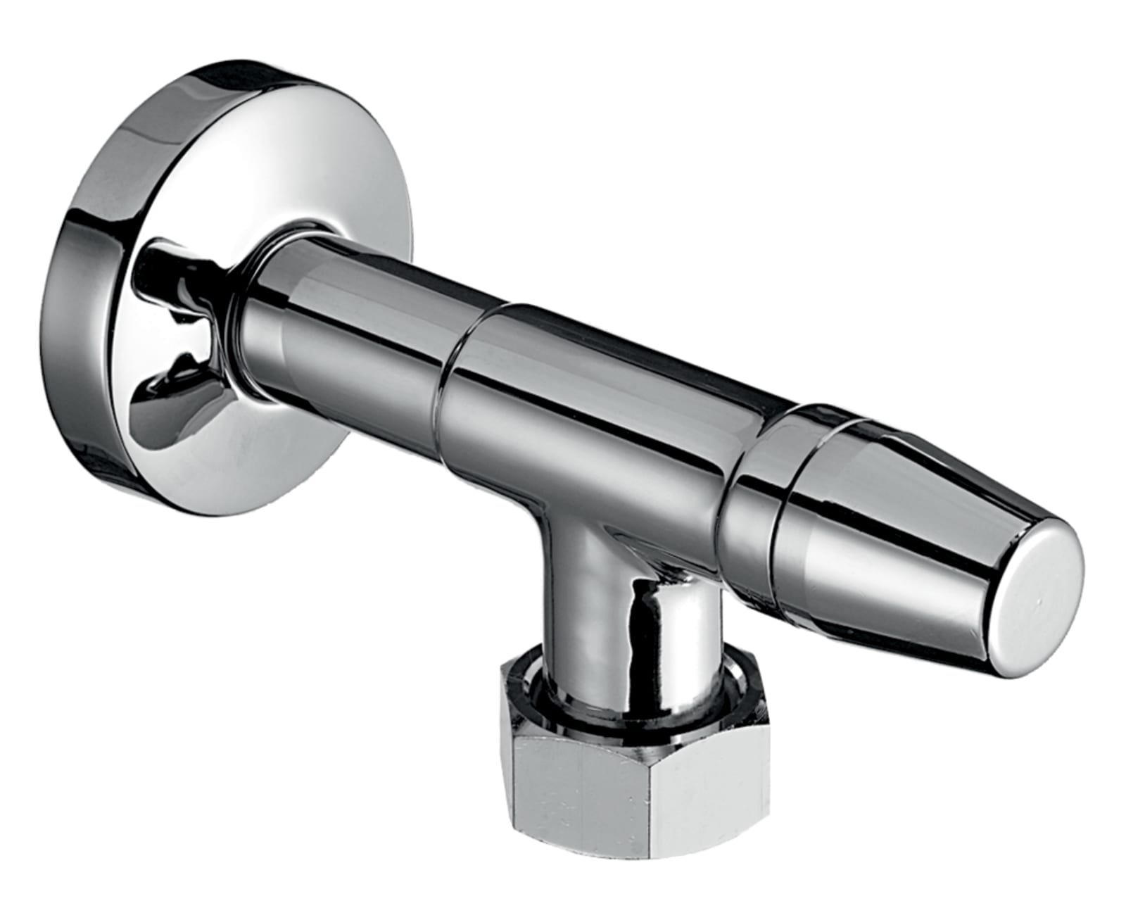 SL Haakse watertellerstopkraan,1/2"3/4" moer,verzegelingsvoorzien.,chr