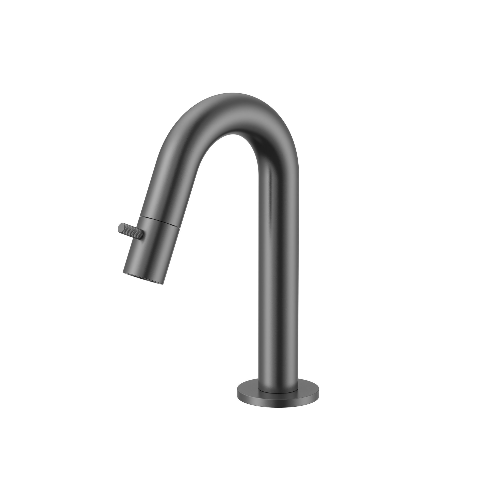 STRIA KOUDWATERKRAAN - GEBOGEN UITLOOP - ZONDER AFVOERPLUG - GUNMETAL (PVD)