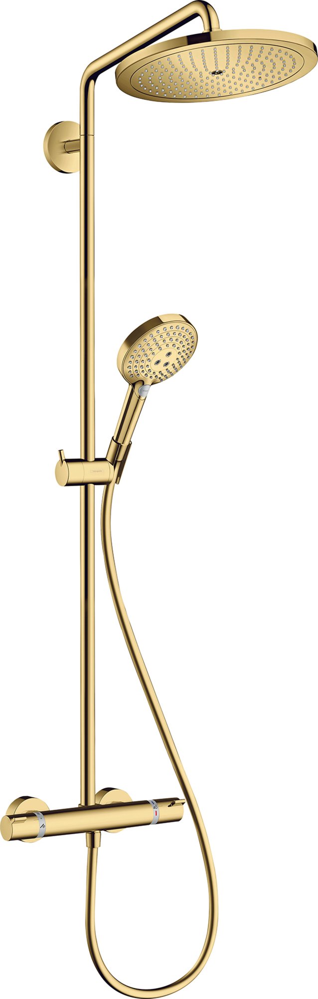 Hansgrohe Croma Select S280 showerpipe met handdouche raindance S120 gepolijst goud optic