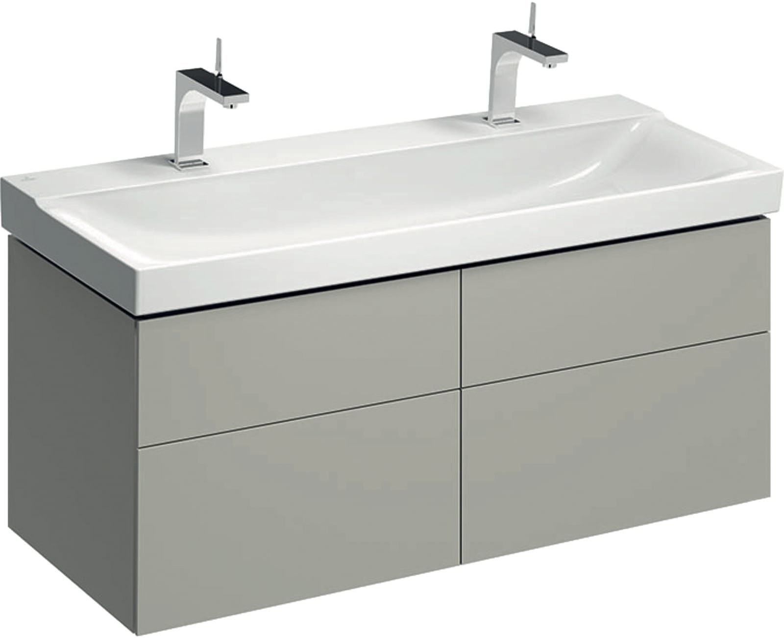 Geberit Xeno2 wastafelonderkast, 4 laden, soft-close, wandmontage, hxbxd 530x1174x462mm, mat greige