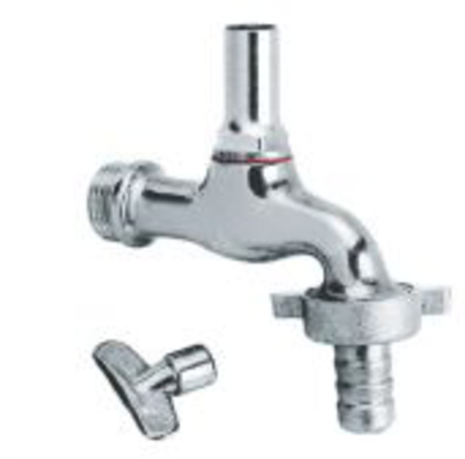 Tapkraan plus slangkoppeling plus sleutel gepolijst chroom 1/2 inch