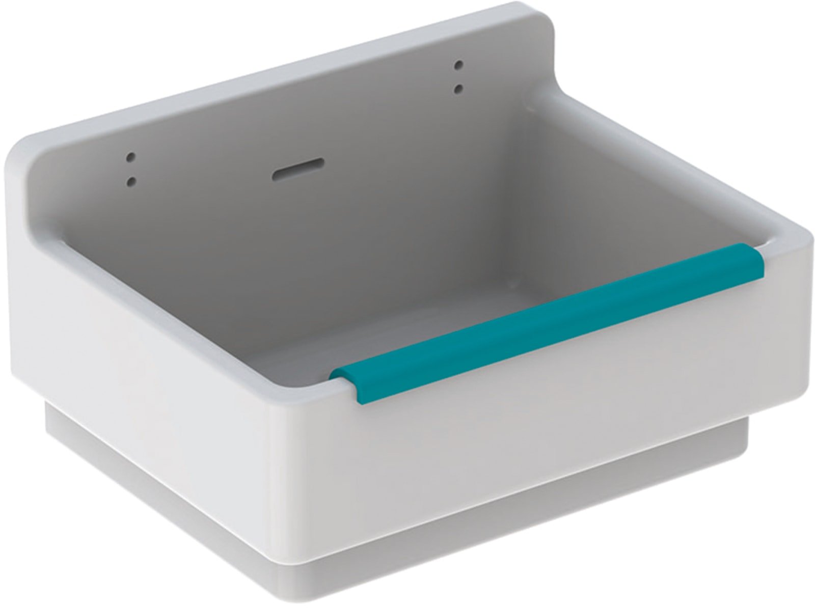 Geberit 300 Basic, Uitstortgootsteen, 1x spoelbak, met overloop, met roostergaten, keramiek, 610 x 460 x 340mm (DxBxH), wit