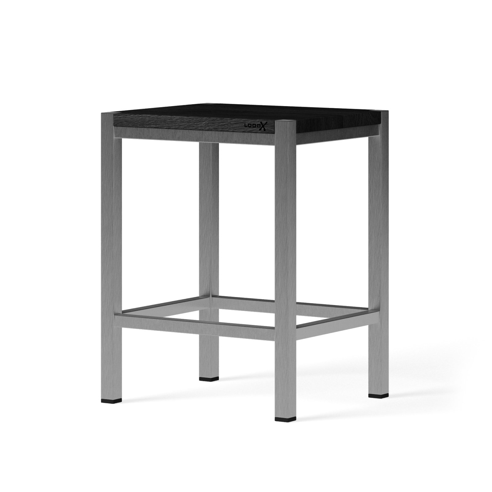 LoooX Wooden Stool 35x30x45 cm, eiken black, geb. rvs