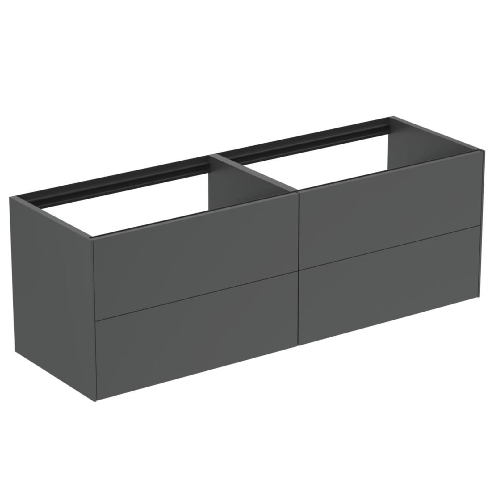 Ideal Standard Conca wastafelmeubel 1600x505x540mm met 4 laden, zonder afdekblad, mat antraciet