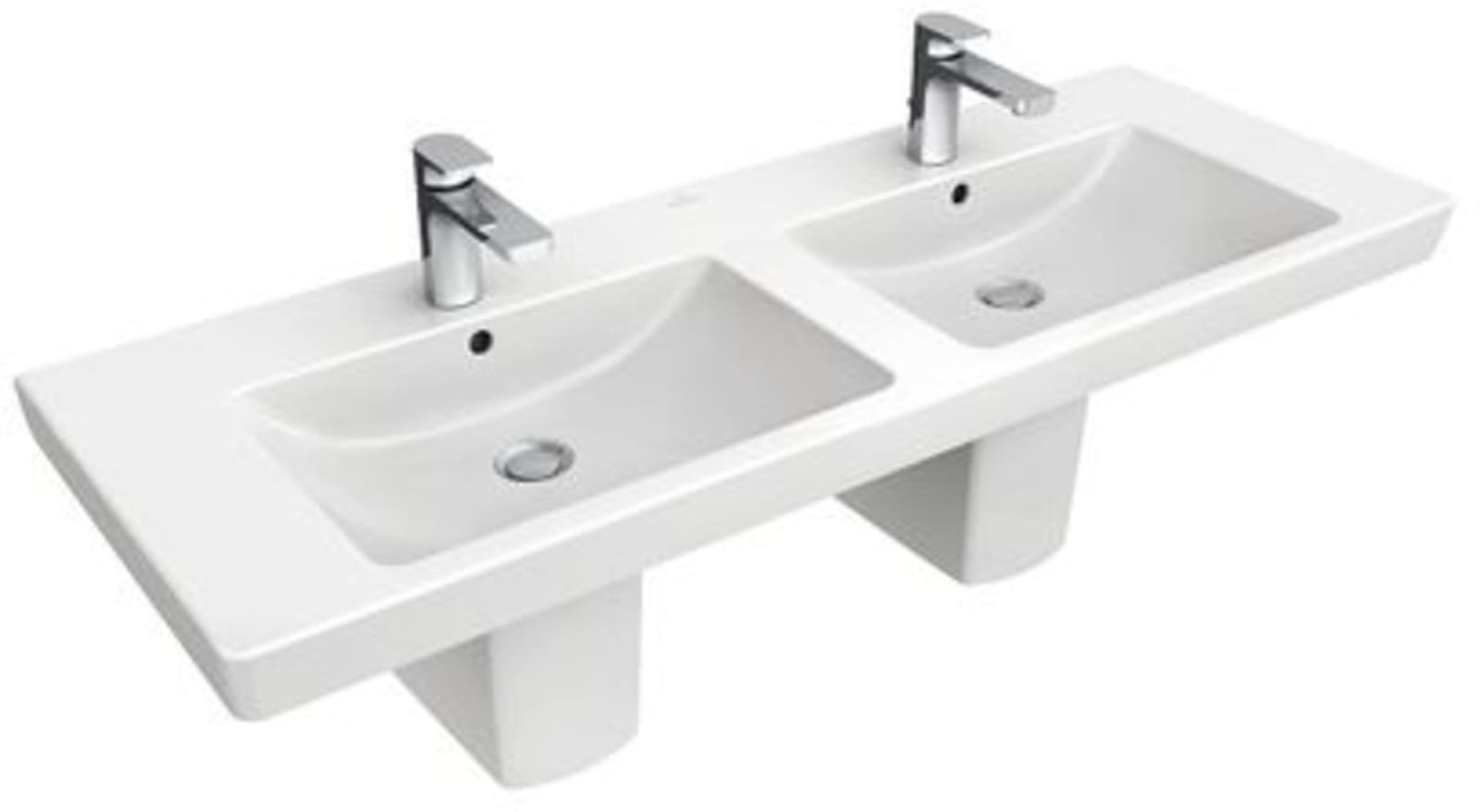 Villeroy & Boch, Subway 2 keramische wastafel, 1300x470mm, dubbel uittikbare kraangaten: links en rechts, wit