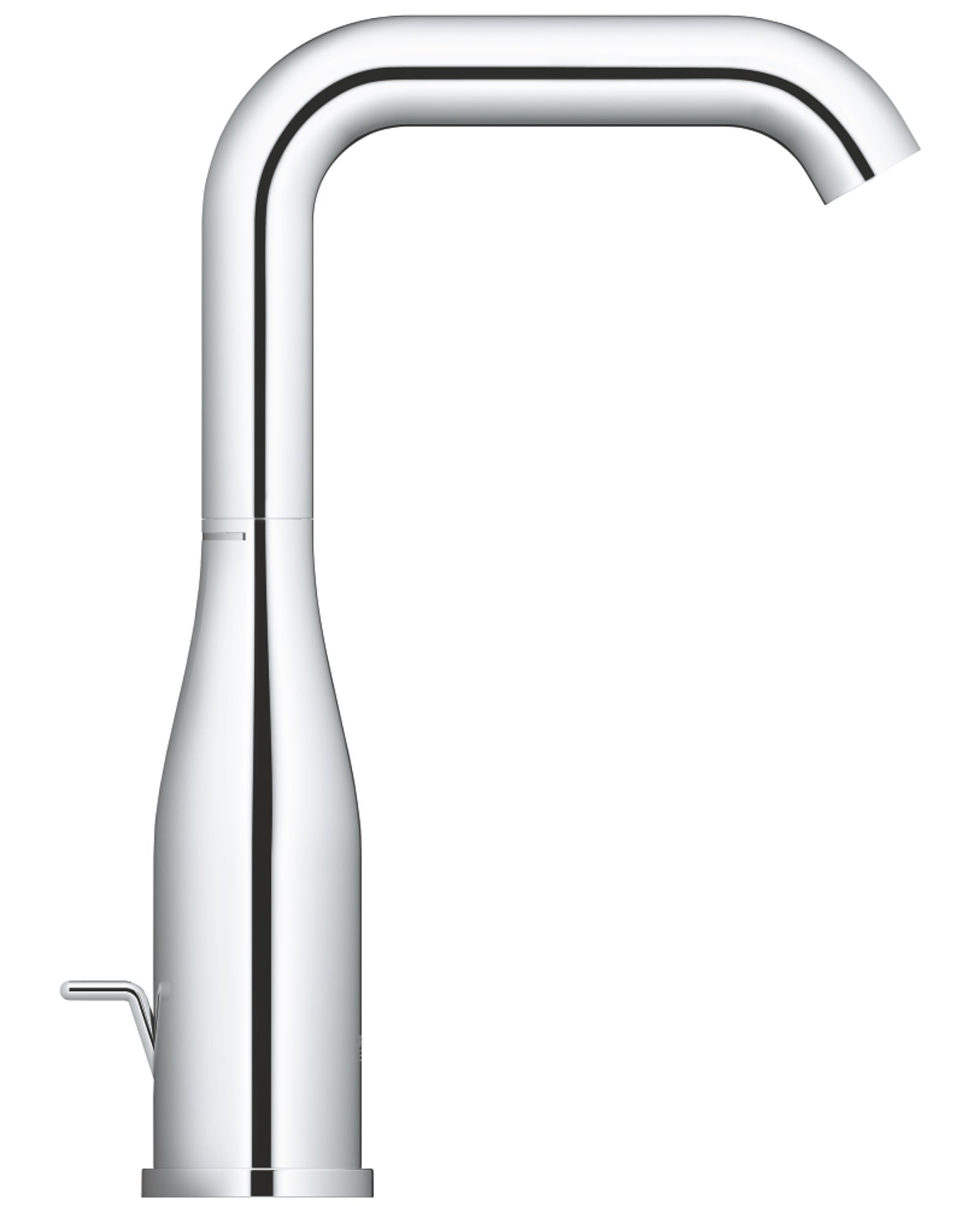 Grohe Essence New, Wastafelmengkraan, L-size, trekwaste, eengreeps, 1-gats, 244mm hoogte, 127mm uitloop hoog, draaibaar, chroom (1200540274)