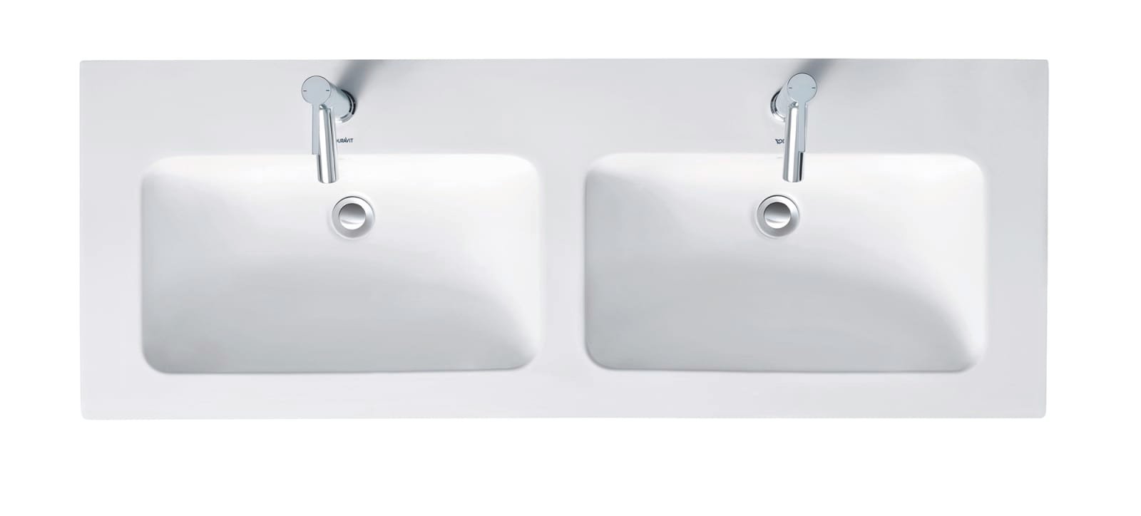 Duravit Mebystarck dubbele meubelwastafel met kraangat 1300x490mm wit zijdemat uitvoering zijdemat wit