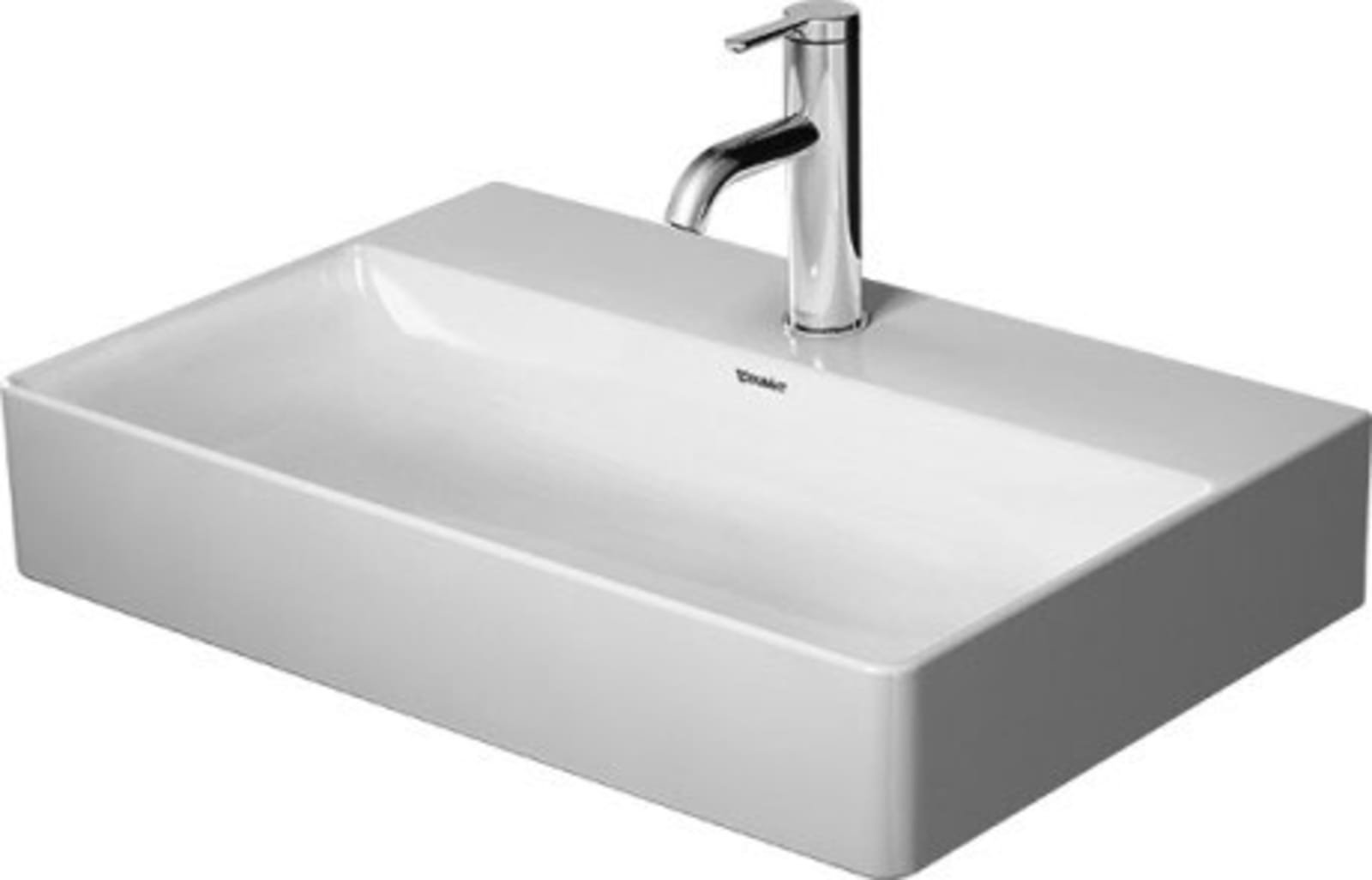 Duravit DuraSquare Wastafel compact 600 mm Wit Hoogglans, kraanvlak, aantal kraangaten per wasplaats: 1 – 2356600041
