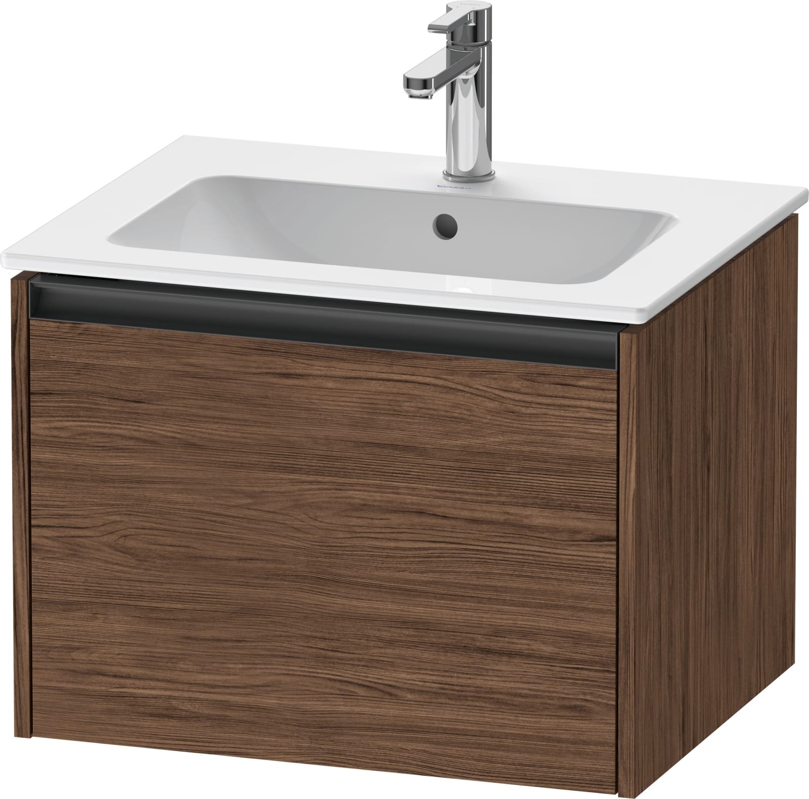 Duravit Ketho.2 Wastafelonderbouw hangend, Noten donker Mat, rechthoekig, aantal grote lades: 1 – K25062021210000