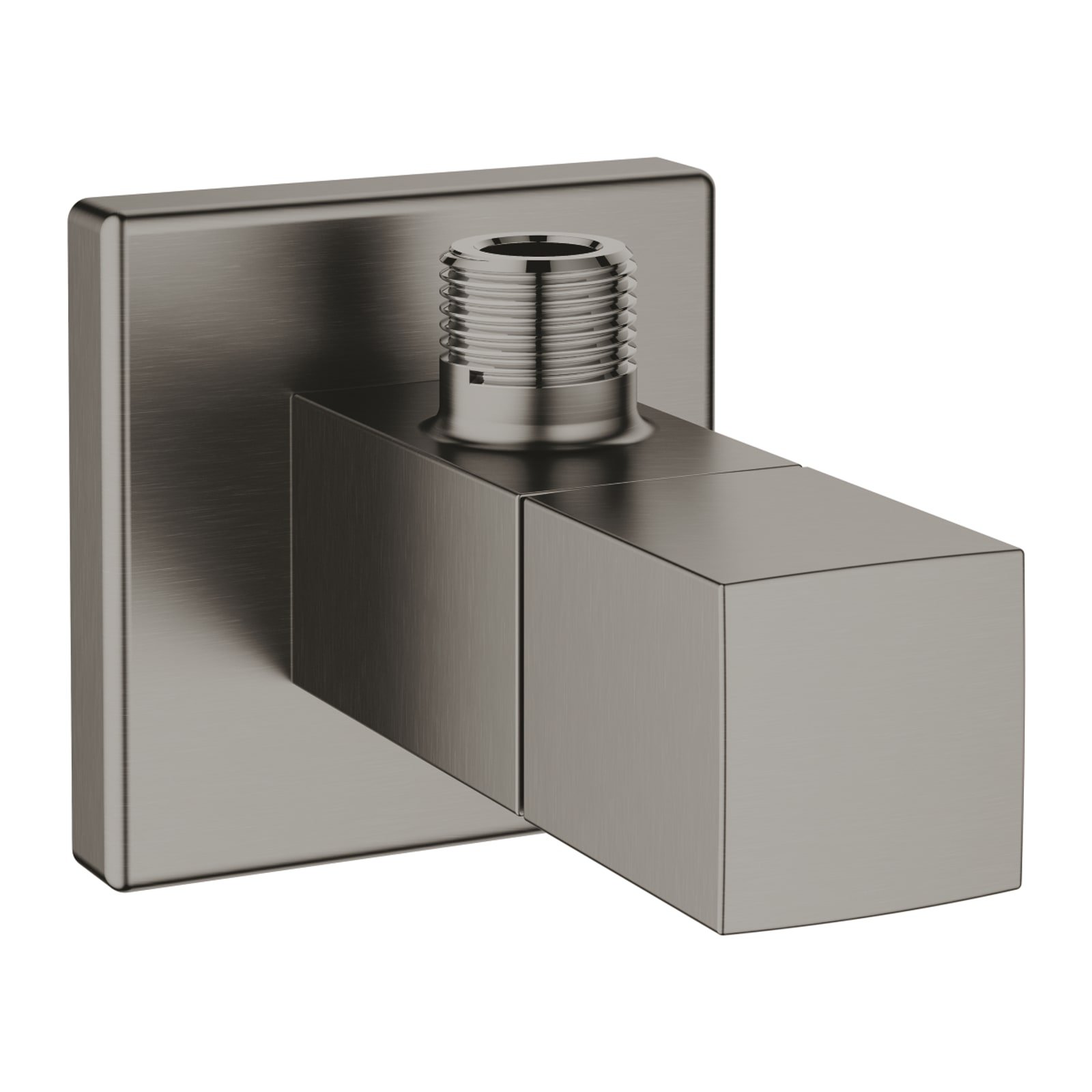 Grohe Eurocube, Hoekstopkraan, wand, kardoes bovendeel, G3/8" uitgang, G1/2", hard graphite geborsteld