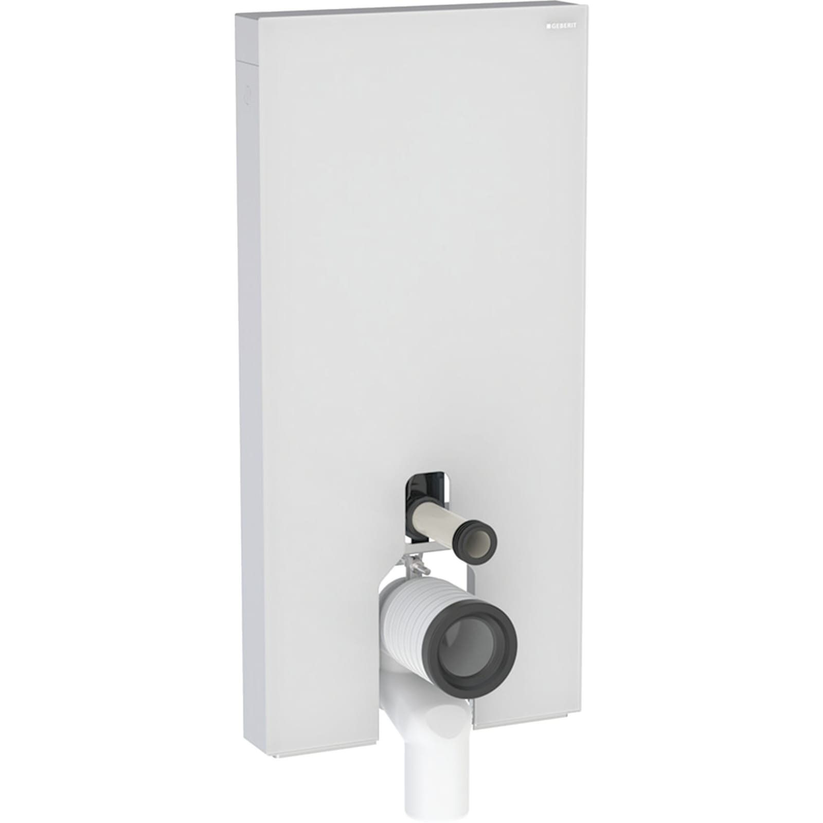 Geberit Monolith, staande wc, 101cm: wit glas, zijafw. zwart geb.,alu.