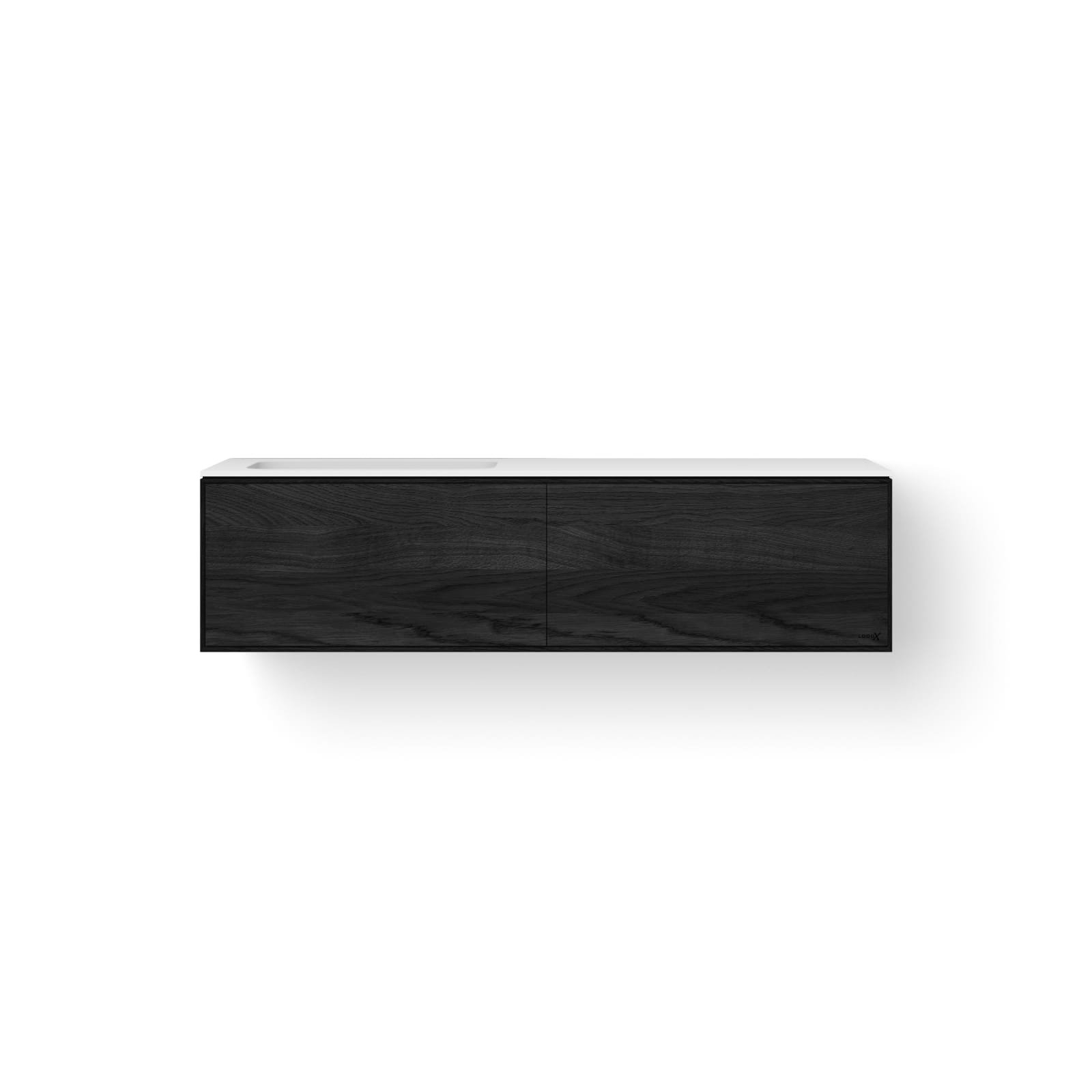 LoooX Solid Facet 140cm, Solid Surface WB 500-1 links, 2 la black meubel