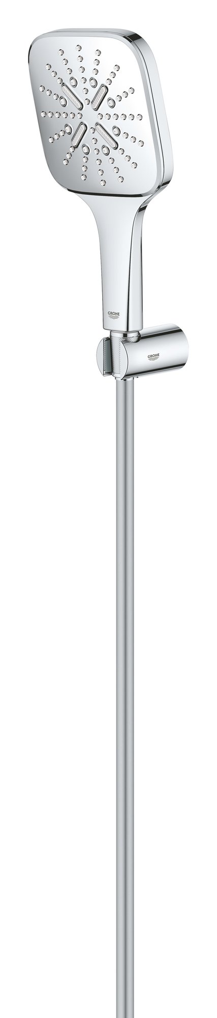 Grohe Rainshower SmartActive Cube handdouche 130mm, 8.5l/min, 3 straalsoorten, antikalksysteem, wandhouder, doucheslang, chroom (1200394418)