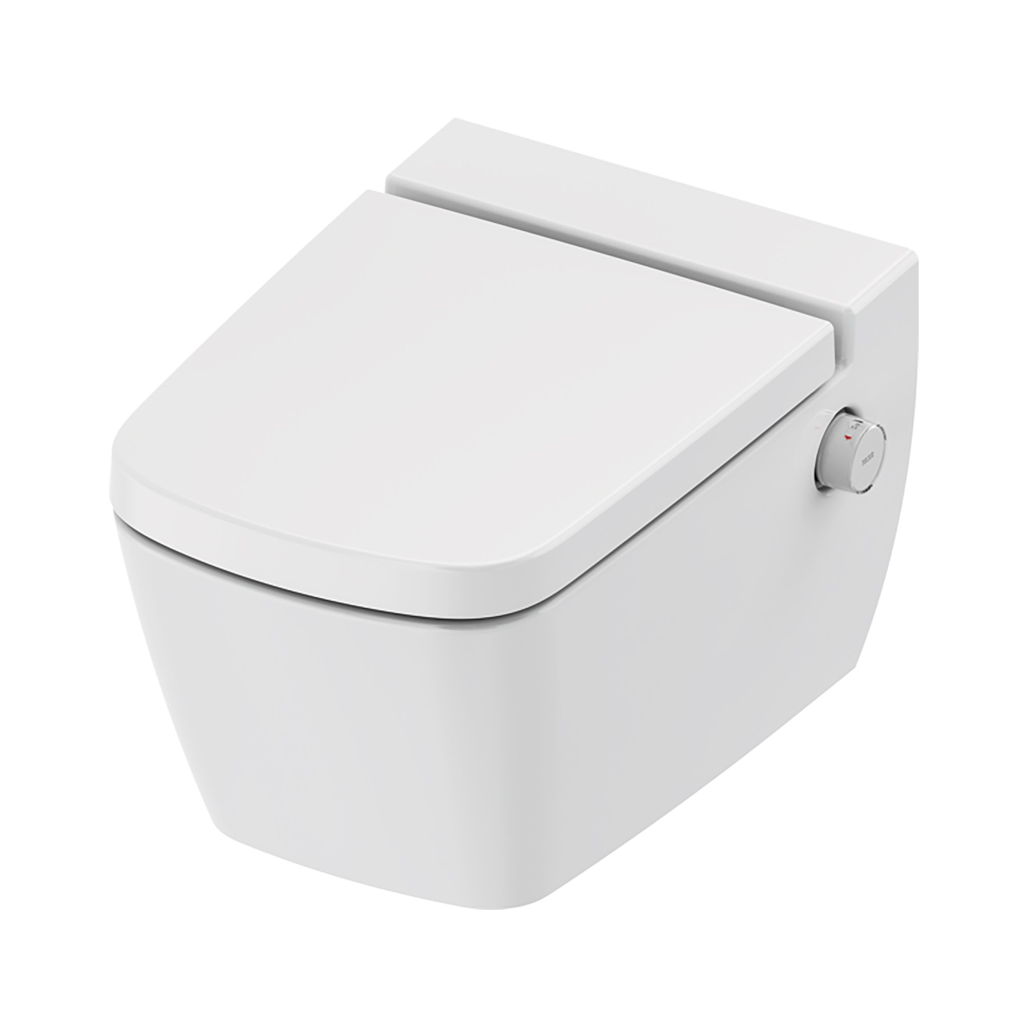 TECENEO HANGTOILET MET BIDET - MET BIDETKRAAN - WARM EN KOUD WATER - MET ZITTING - 54 CM - GLANZEND WIT