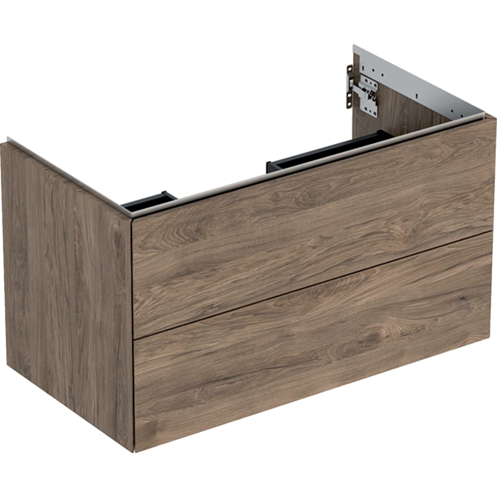 Geberit ONE wastafel onderkast twee laden 90cm noten hickory